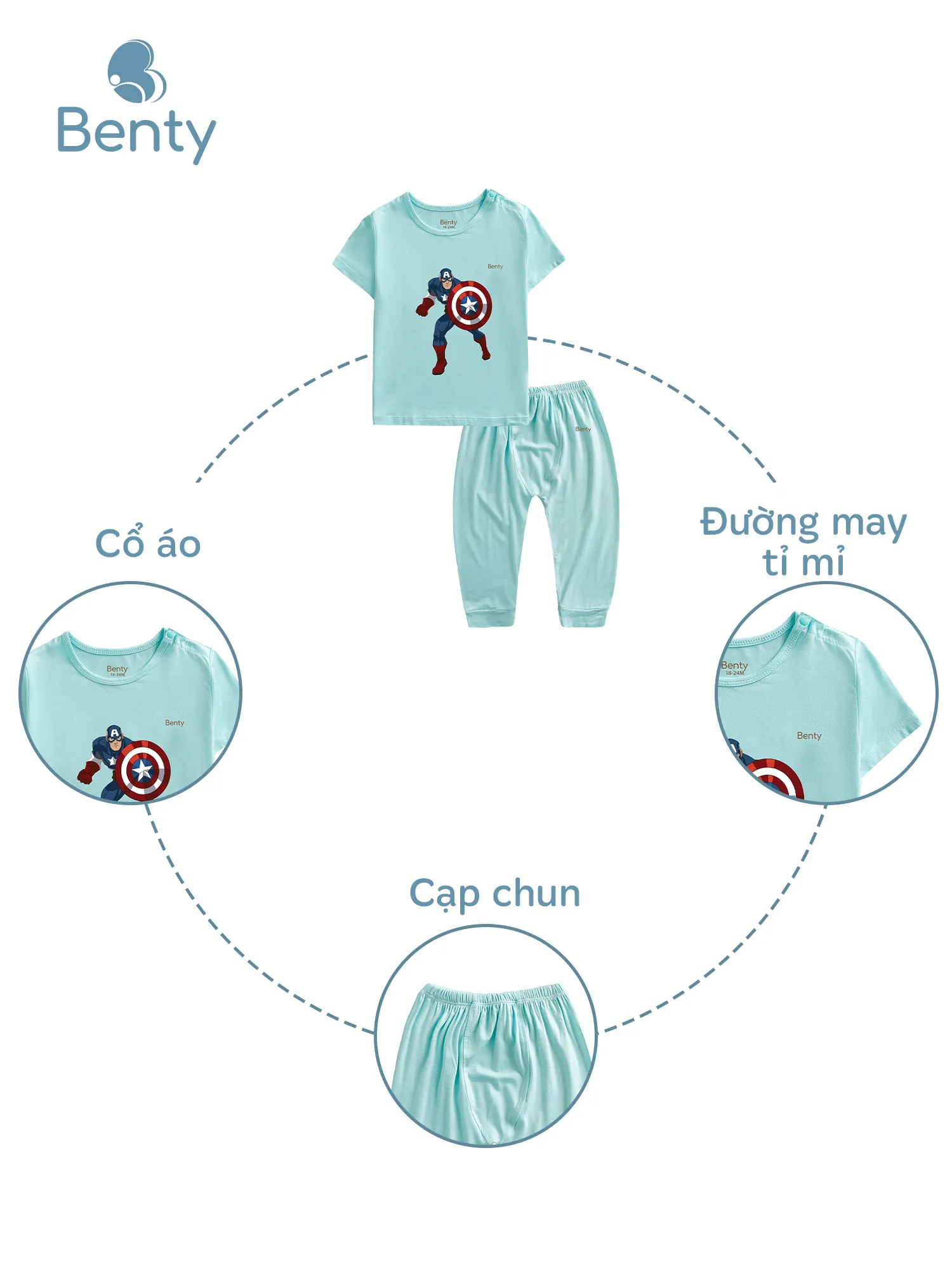 Bộ áo cộc quần dài in siêu anh hùng BT042 BENTY phong cách