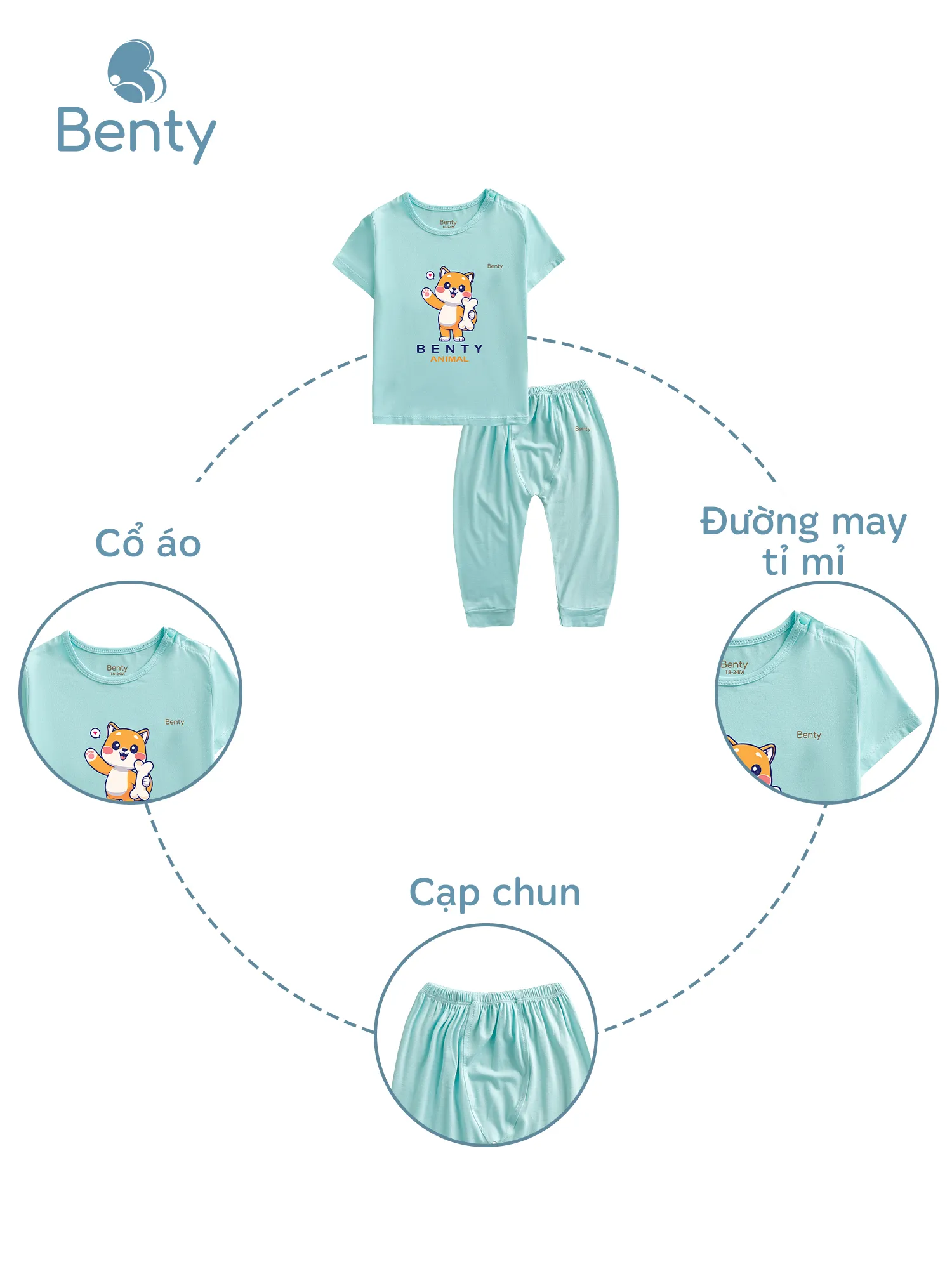 Bộ áo cộc quần dài BT035 BENTY, quần áo trẻ em cao cấp