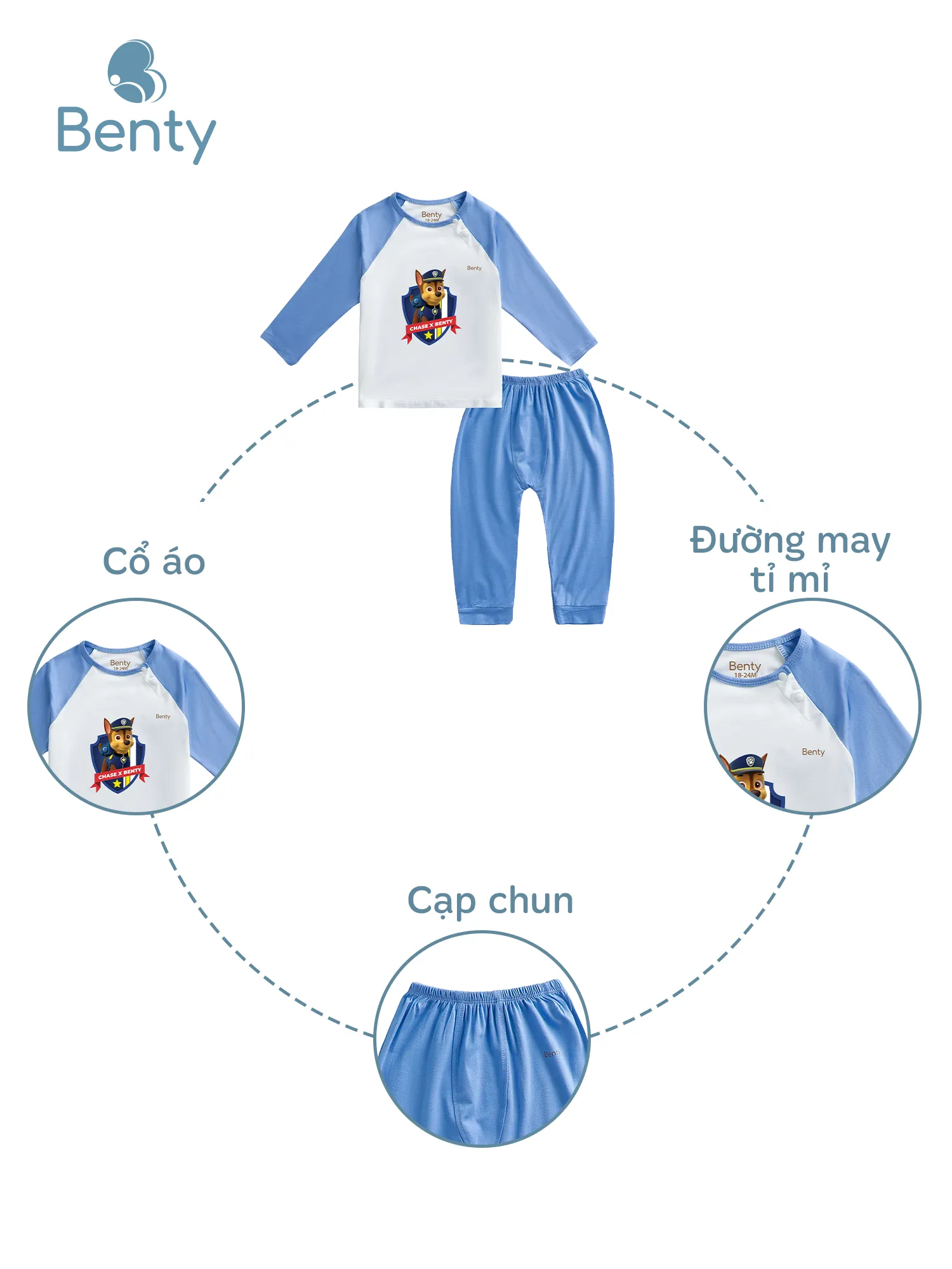 Dài tay cài chéo in hình Paw Patrol BENTY mềm mịn đáng yêu