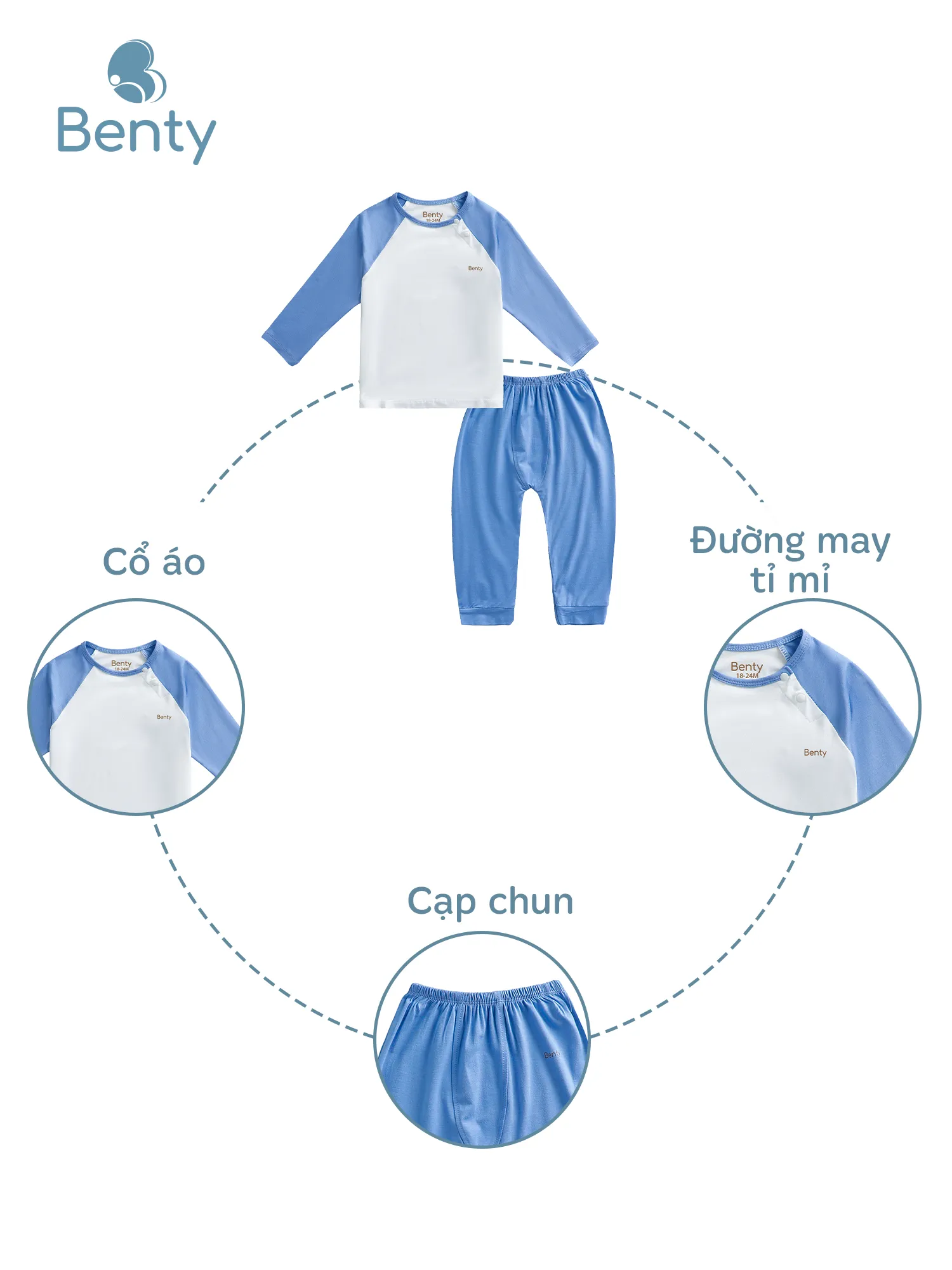 Dài tay cài chéo phối trơn BENTY quần áo trẻ em chính hãng
