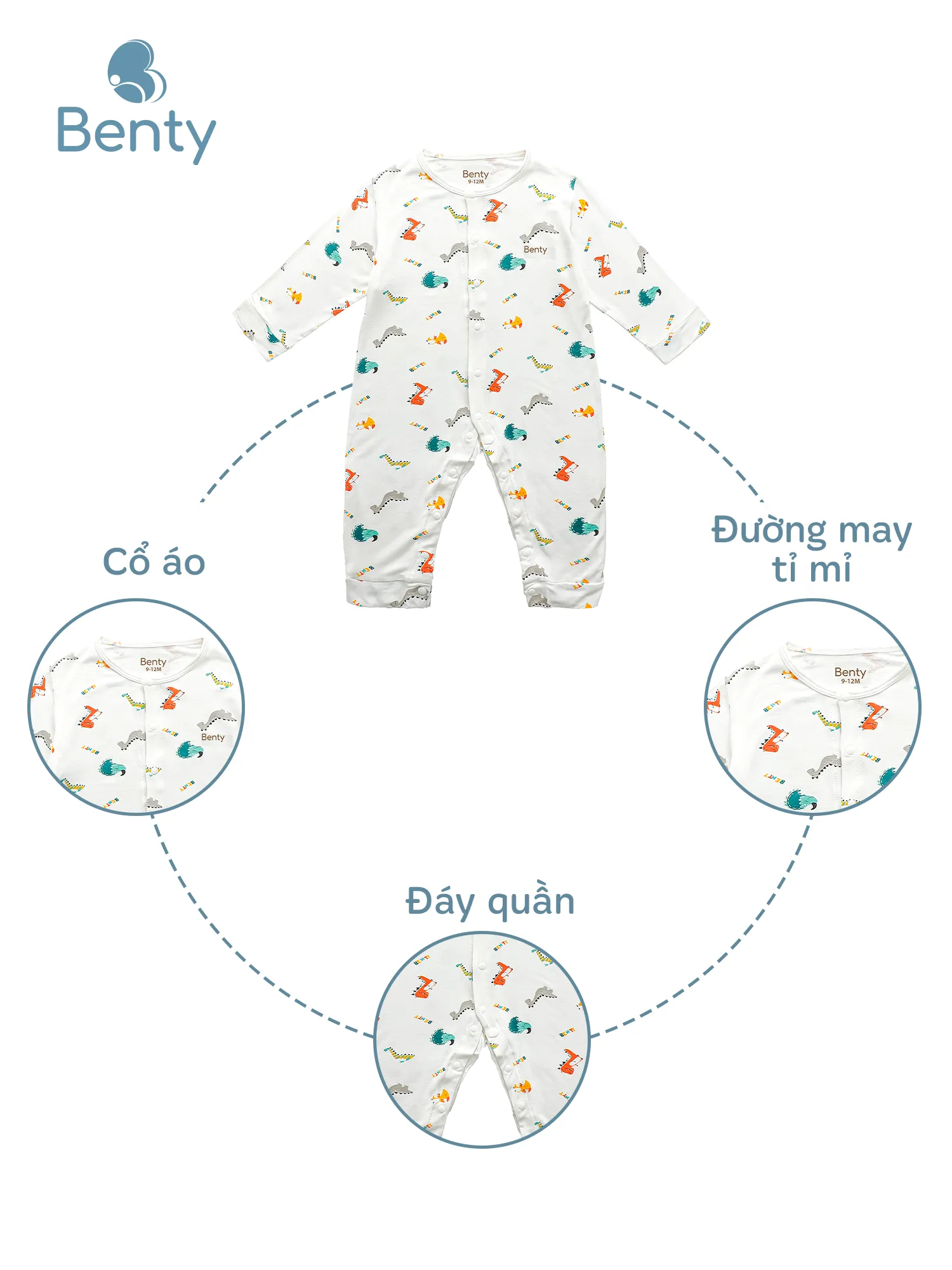 Body dài tay full họa tiết BENTY đáng yêu cho bé cưng