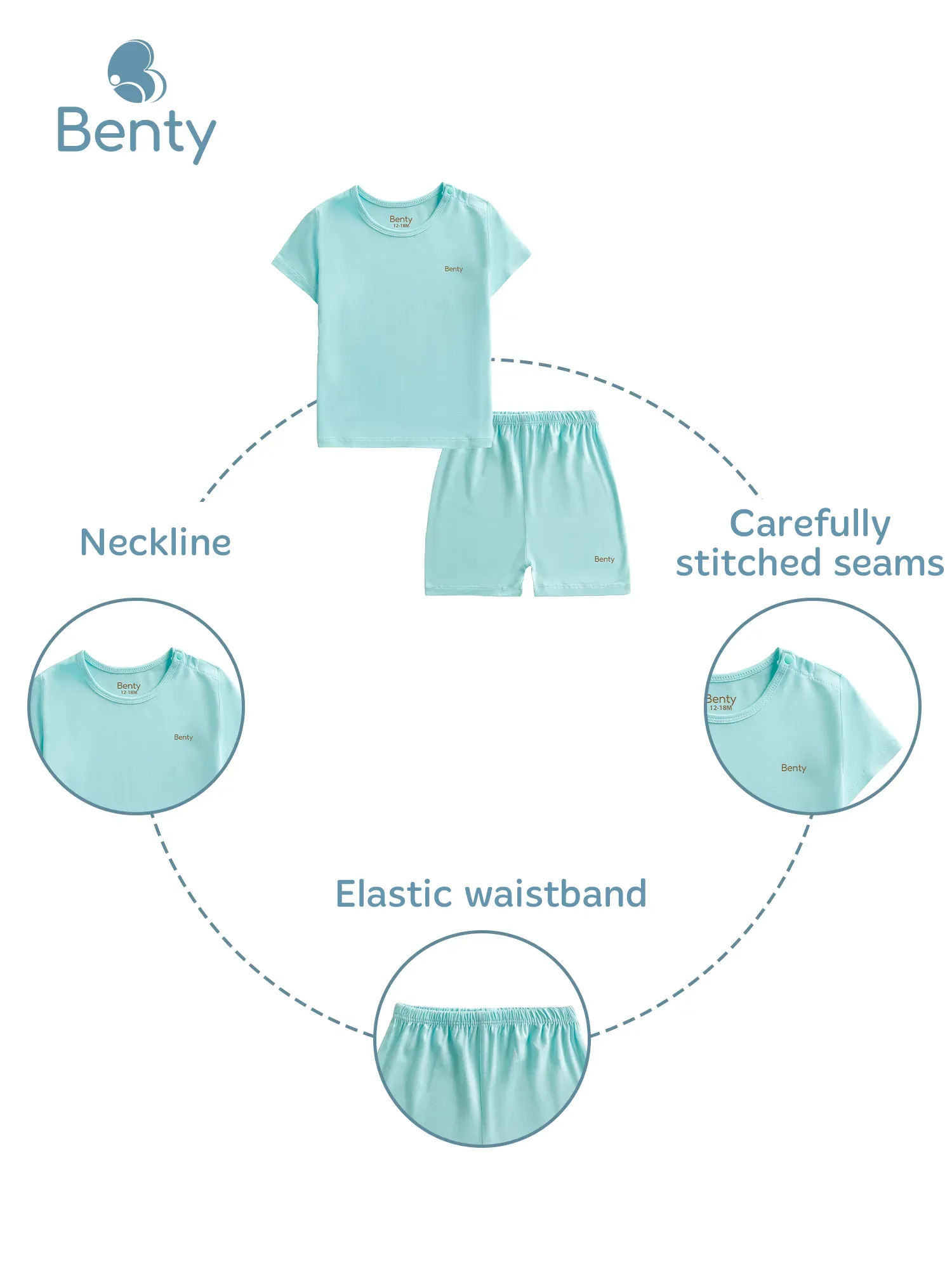 BENTY basic shoulder button short sleeve set for kids