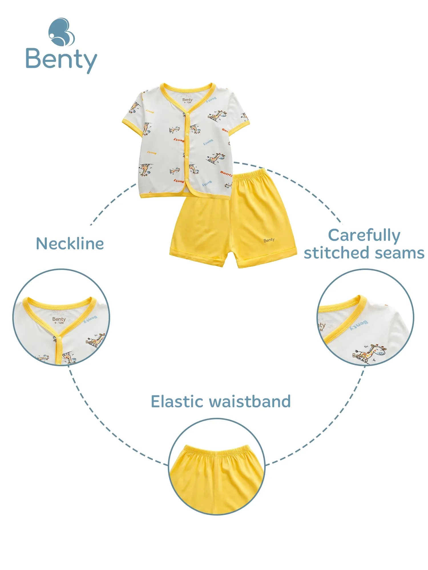 BENTY patterned short sleeve cardigan set, smooth and cool