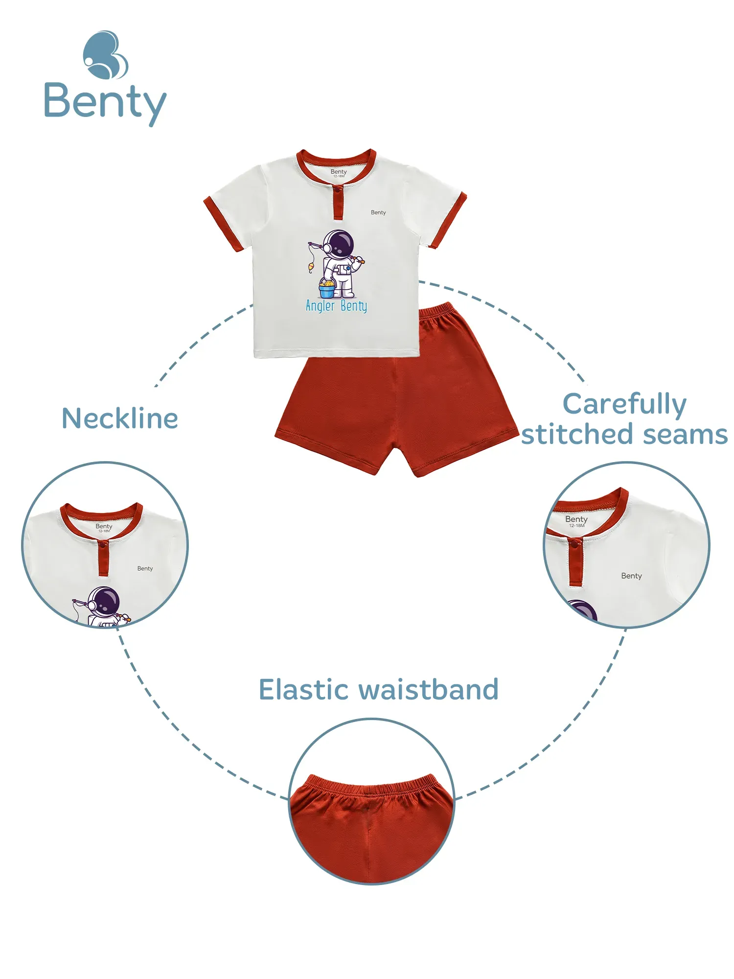 BENTY BT096 polo style short sleeve set with angler print, premium kidswear