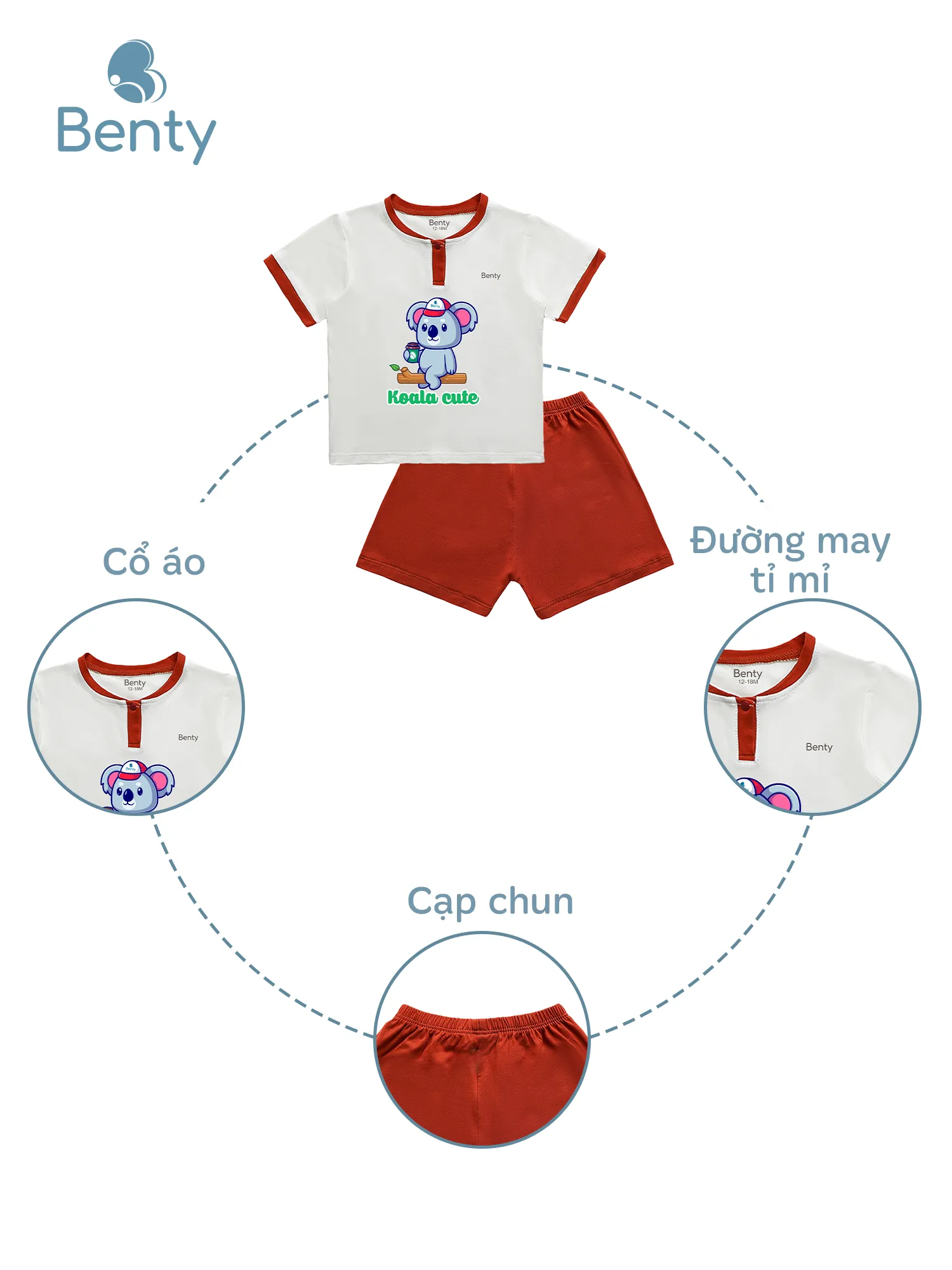Bộ cộc tay cổ trụ BENTY in gấu BT105,bộ đồ trẻ em cao cấp