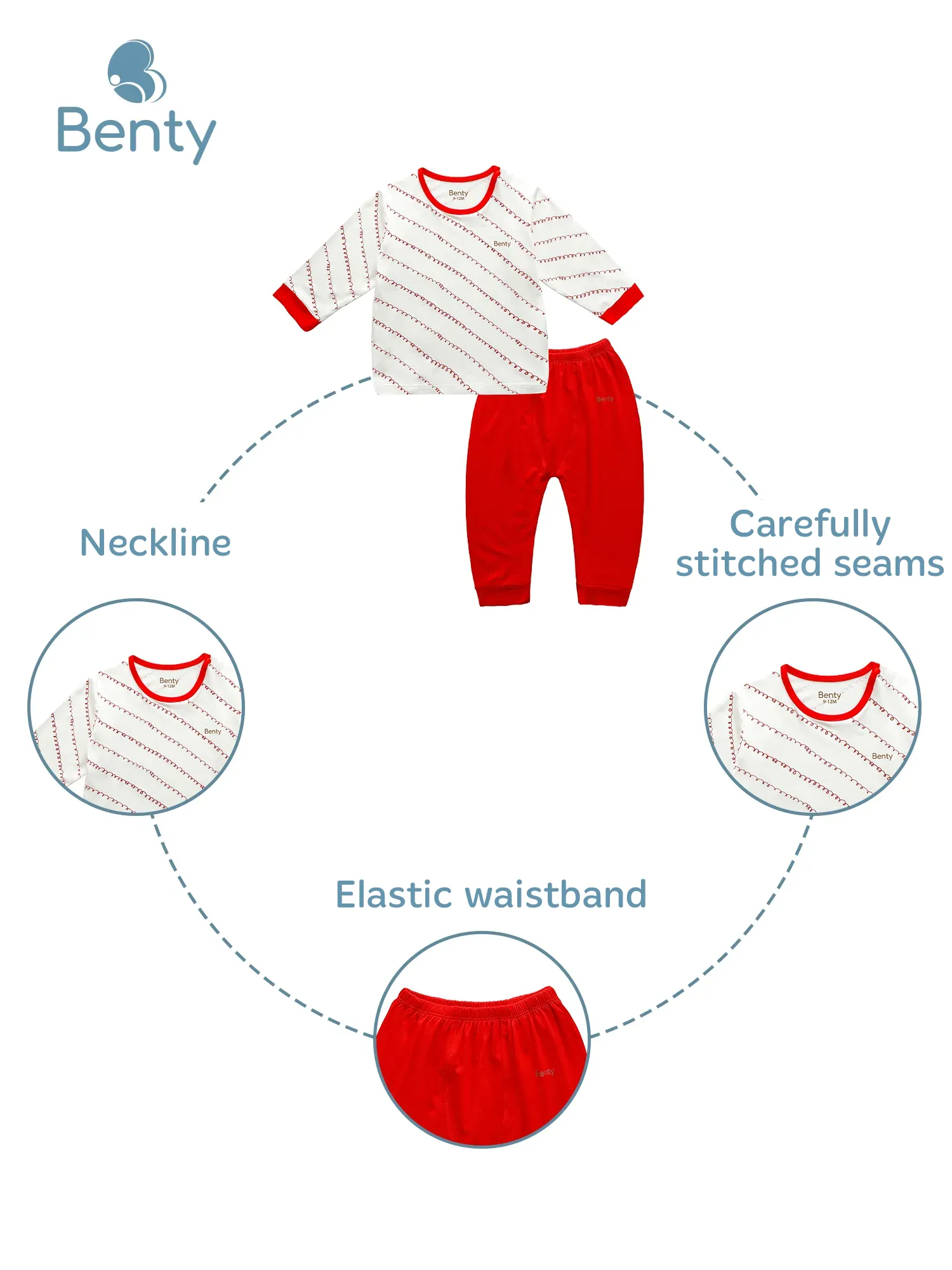 BENTY soft shoulder-romper with trimmed pattern details