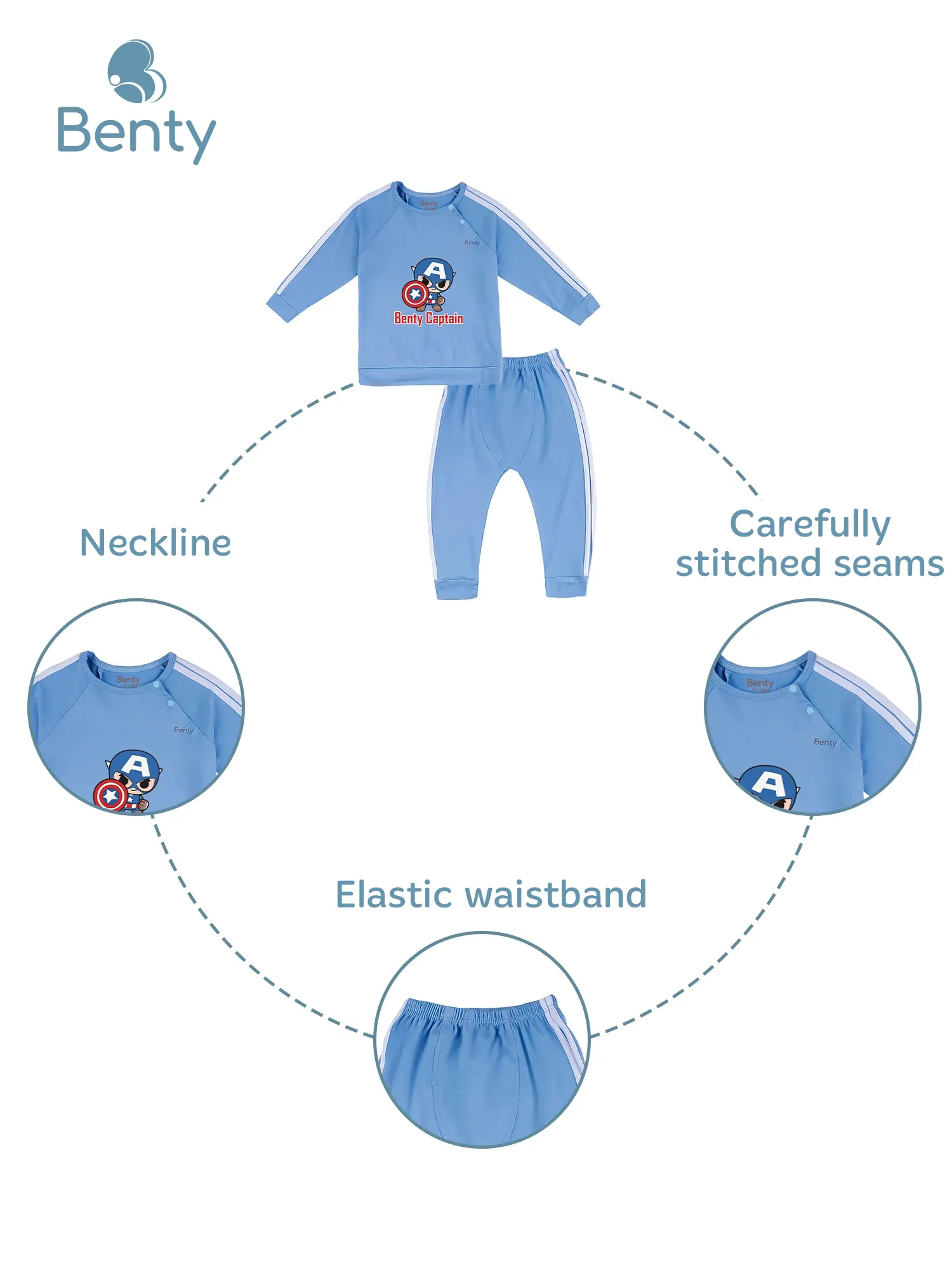 BENTY BT097 Baby Long-Sleeve Cross-Snap Sports Set