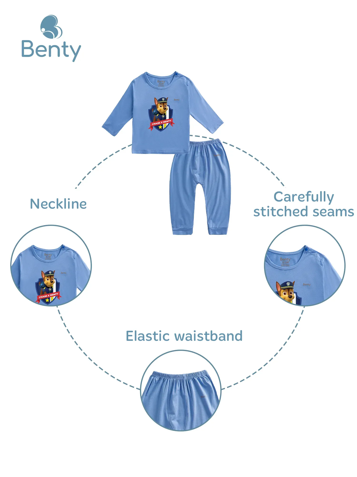 BENTY soft long set with shoulder buttons and Paw Patrol
