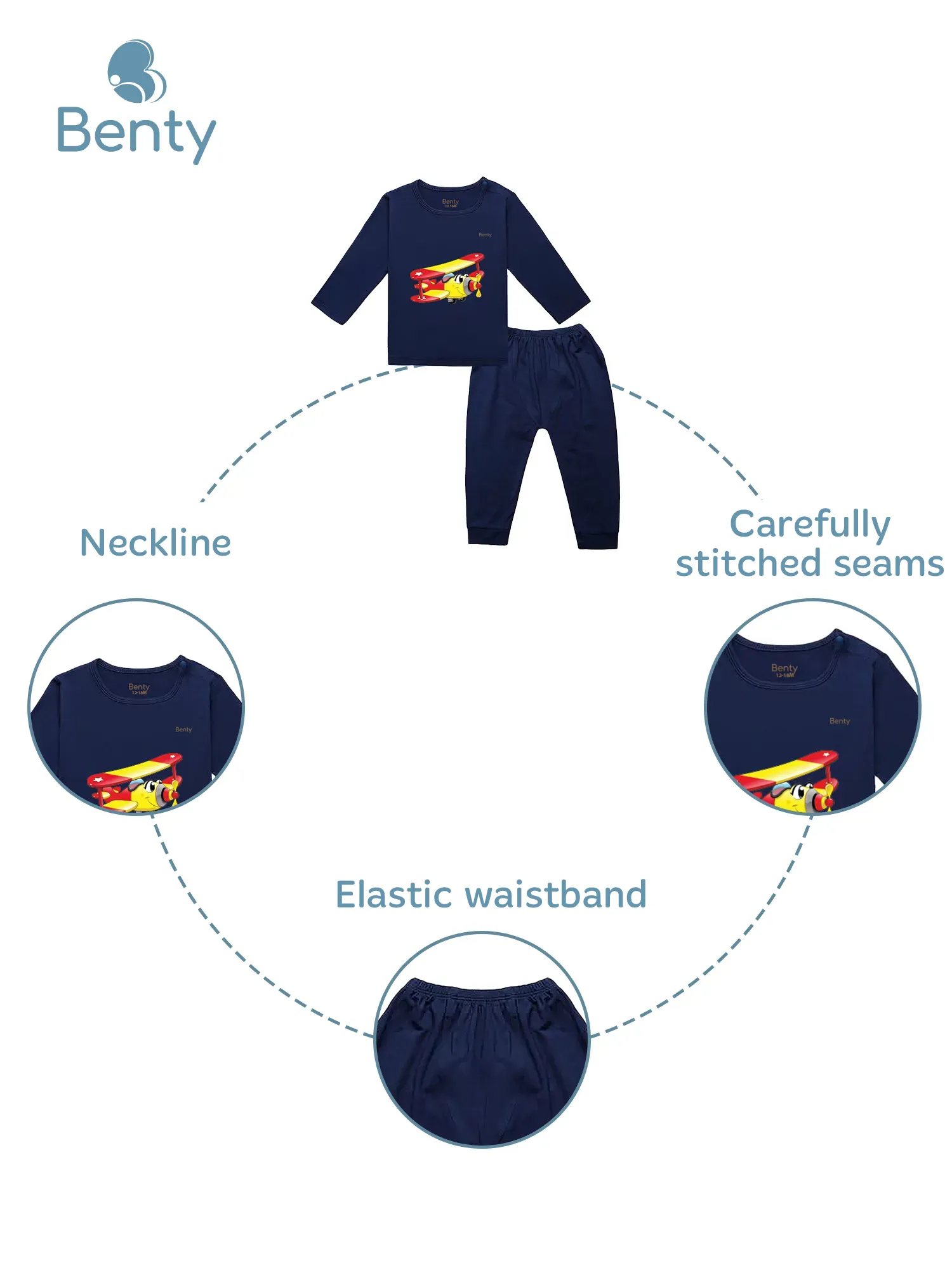 BENTY BT038 Premium Long-Sleeve Shoulder-Snap Set