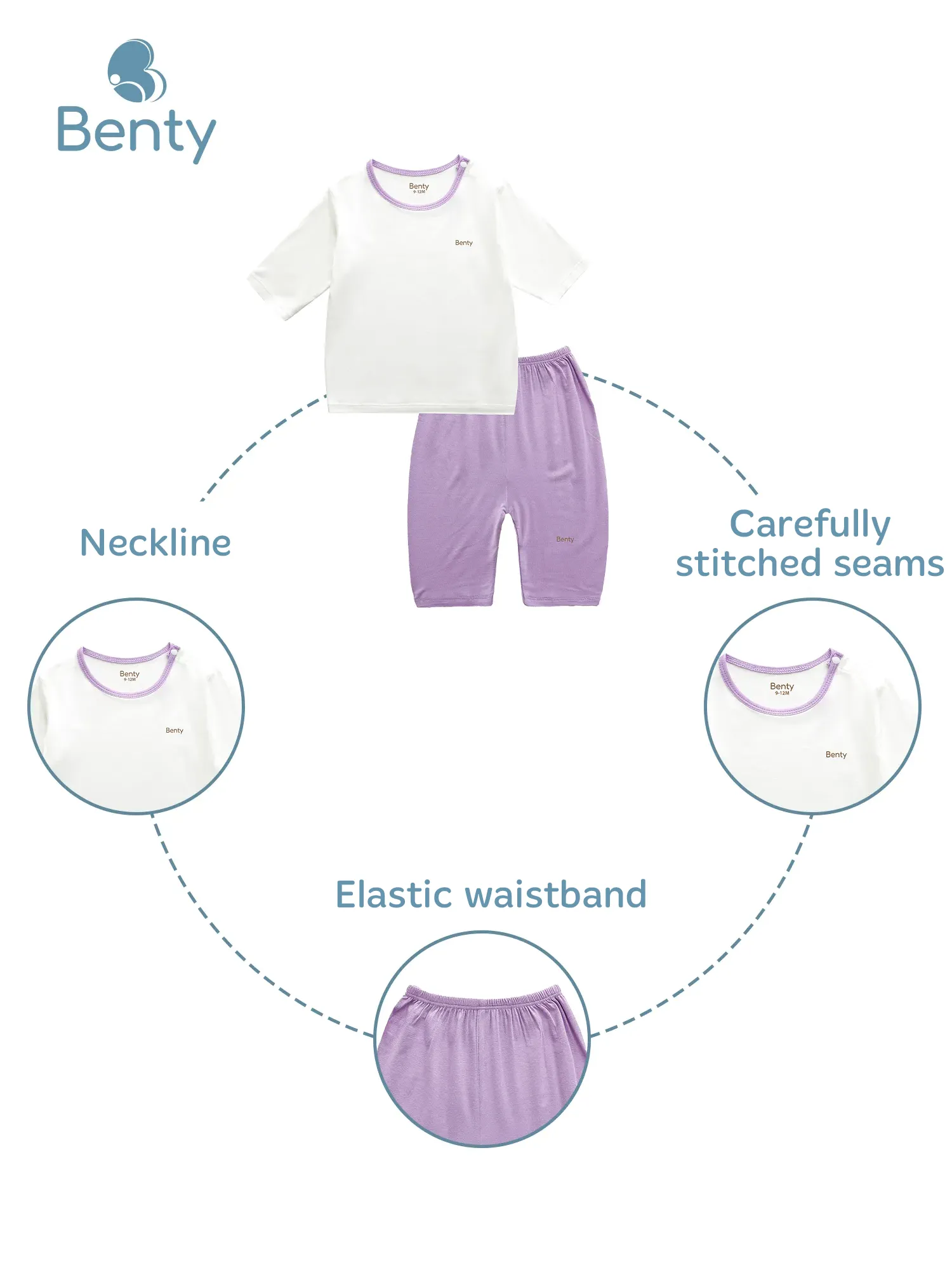 BENTY solid short set with hem made from child safe