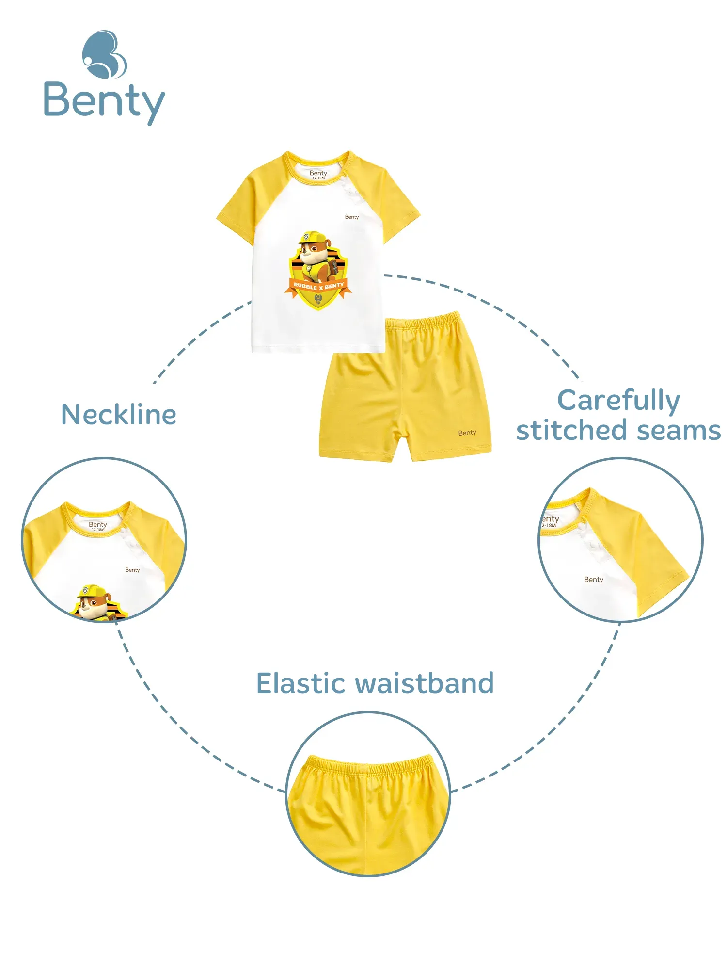 BENTY Paw Patrol short sleeve cross button set for kids