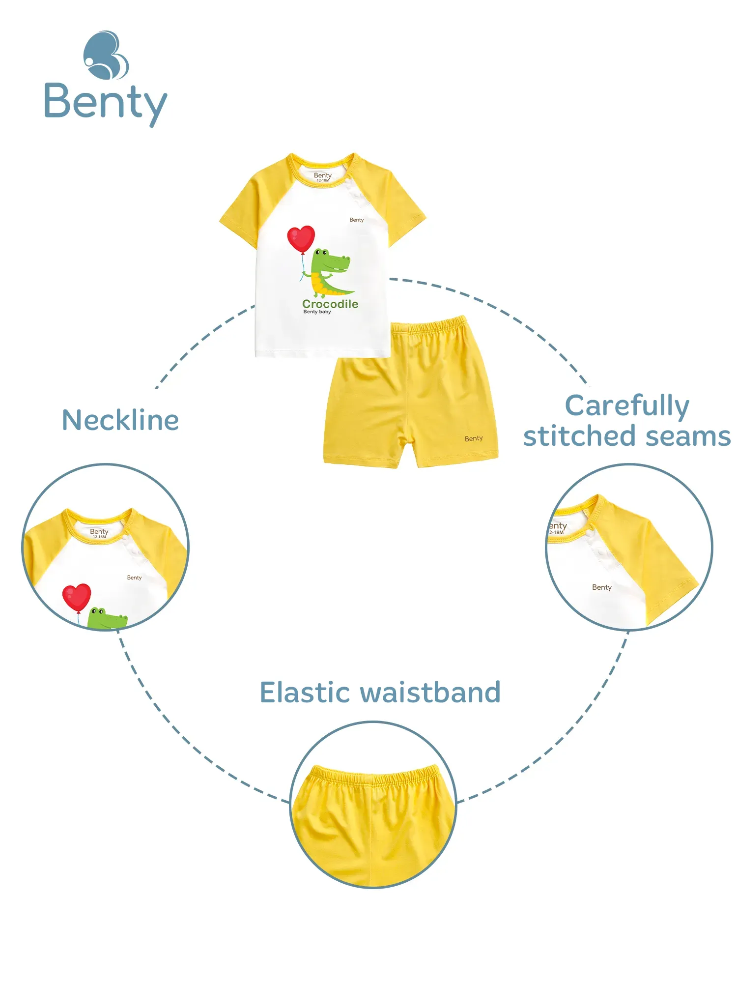 BT009 BENTY, short sleeve cross button set crocodile print