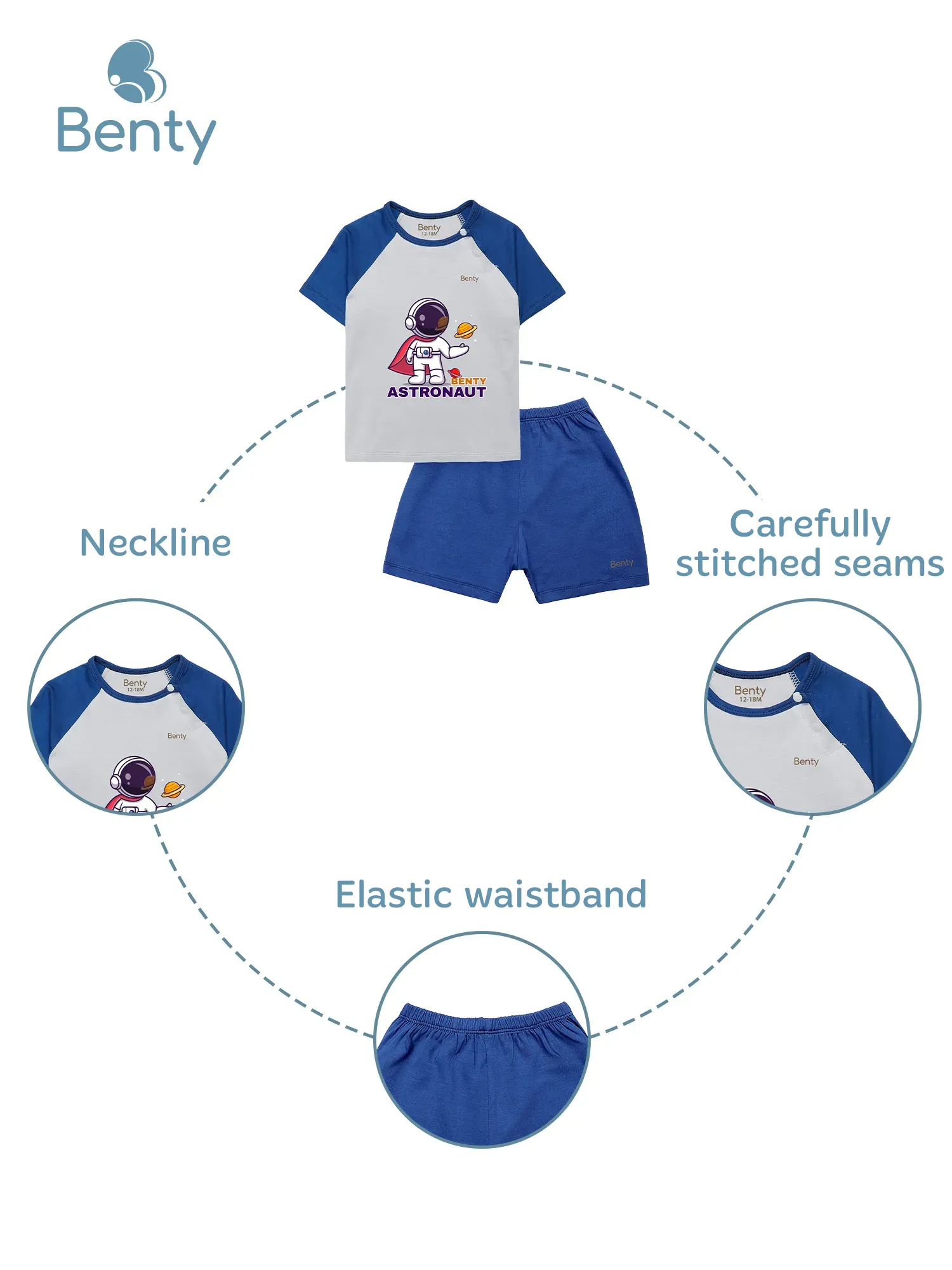 BENTY BT085 printed short sleeve cross button set, kidswear