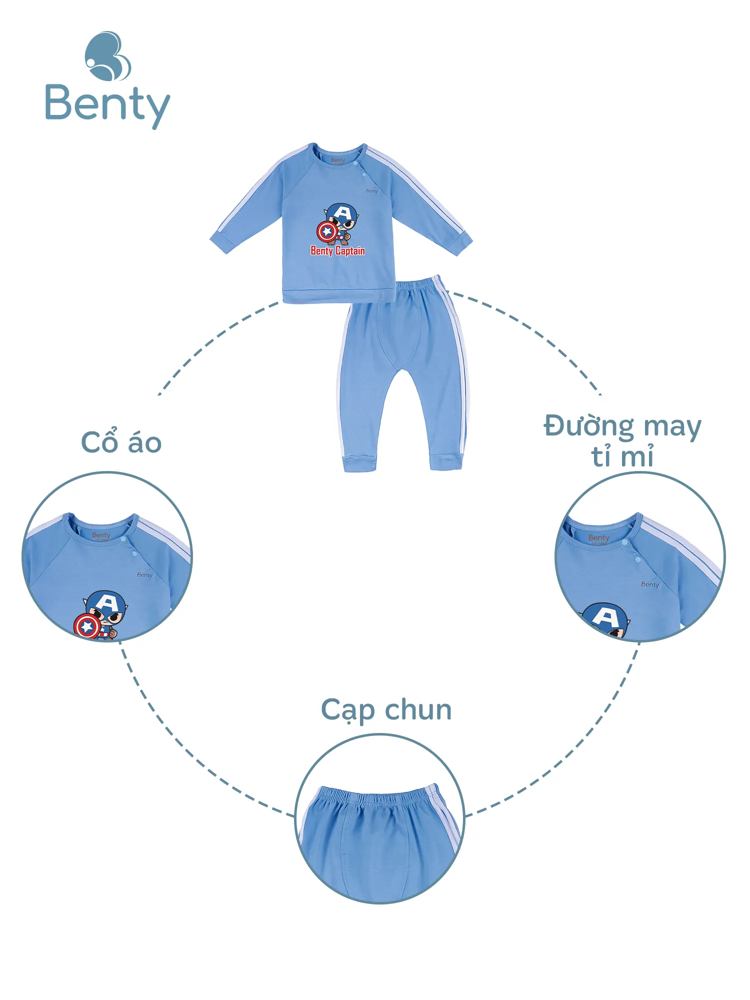 Dài tay cài chéo thể thao BT097 BENTY đồ bộ cho bé đi chơi