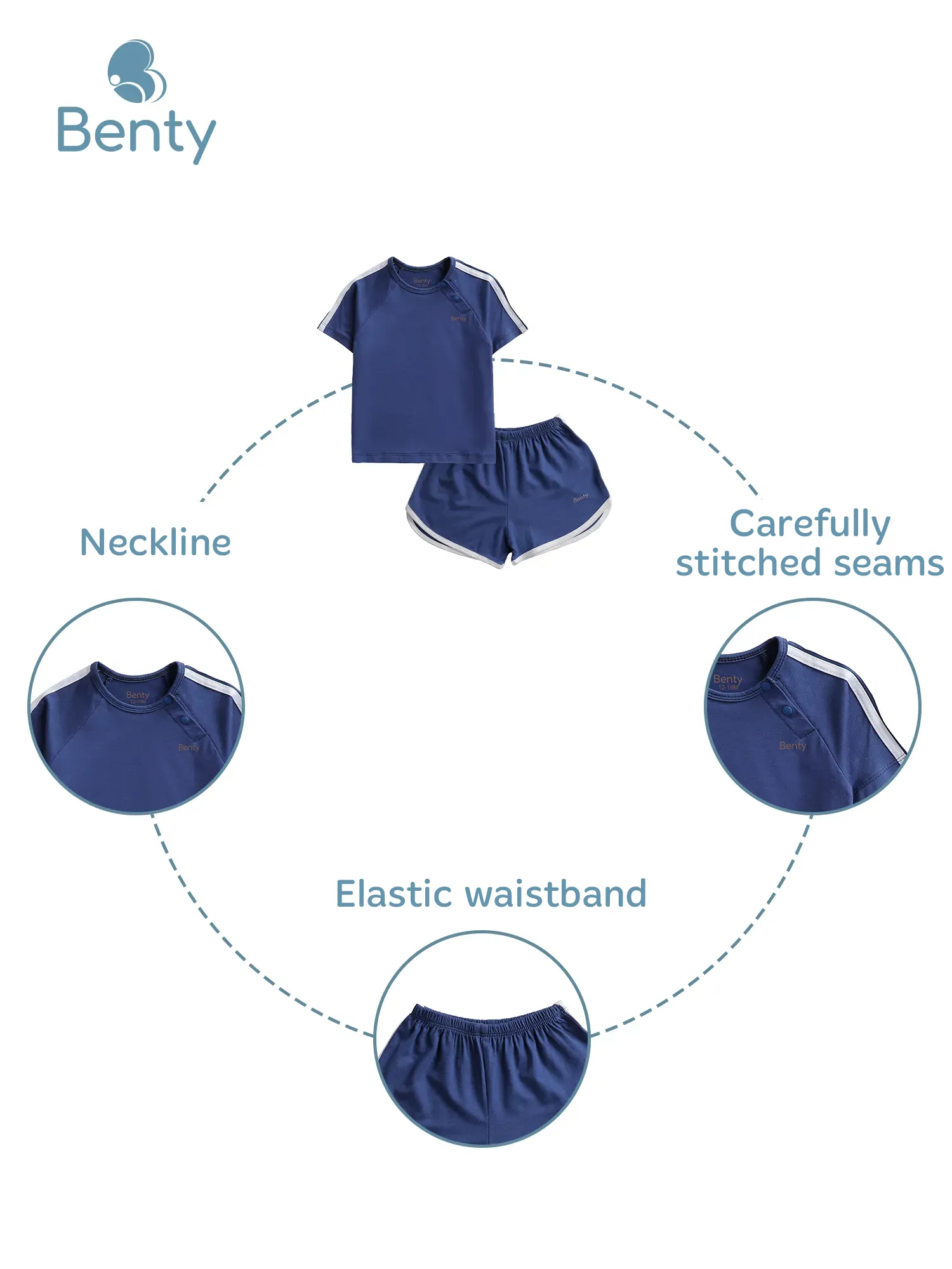 BENTY basic sporty short sleeve cross button set, kids outfit