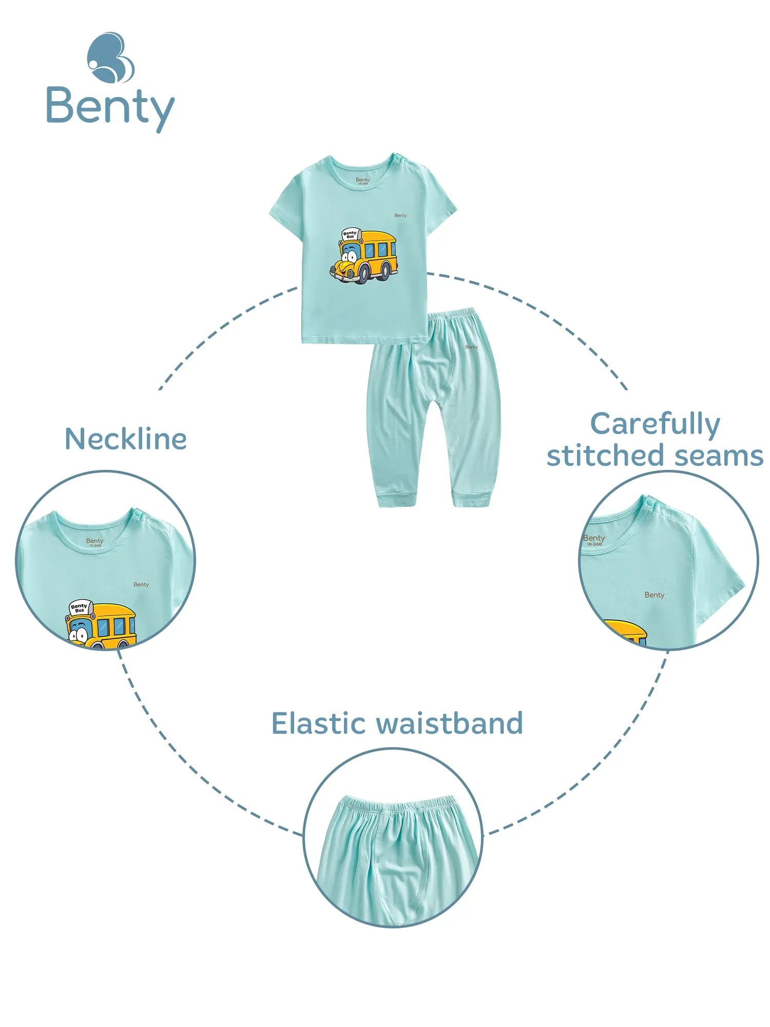 BENTY BT039 print short sleeve top and long pants set