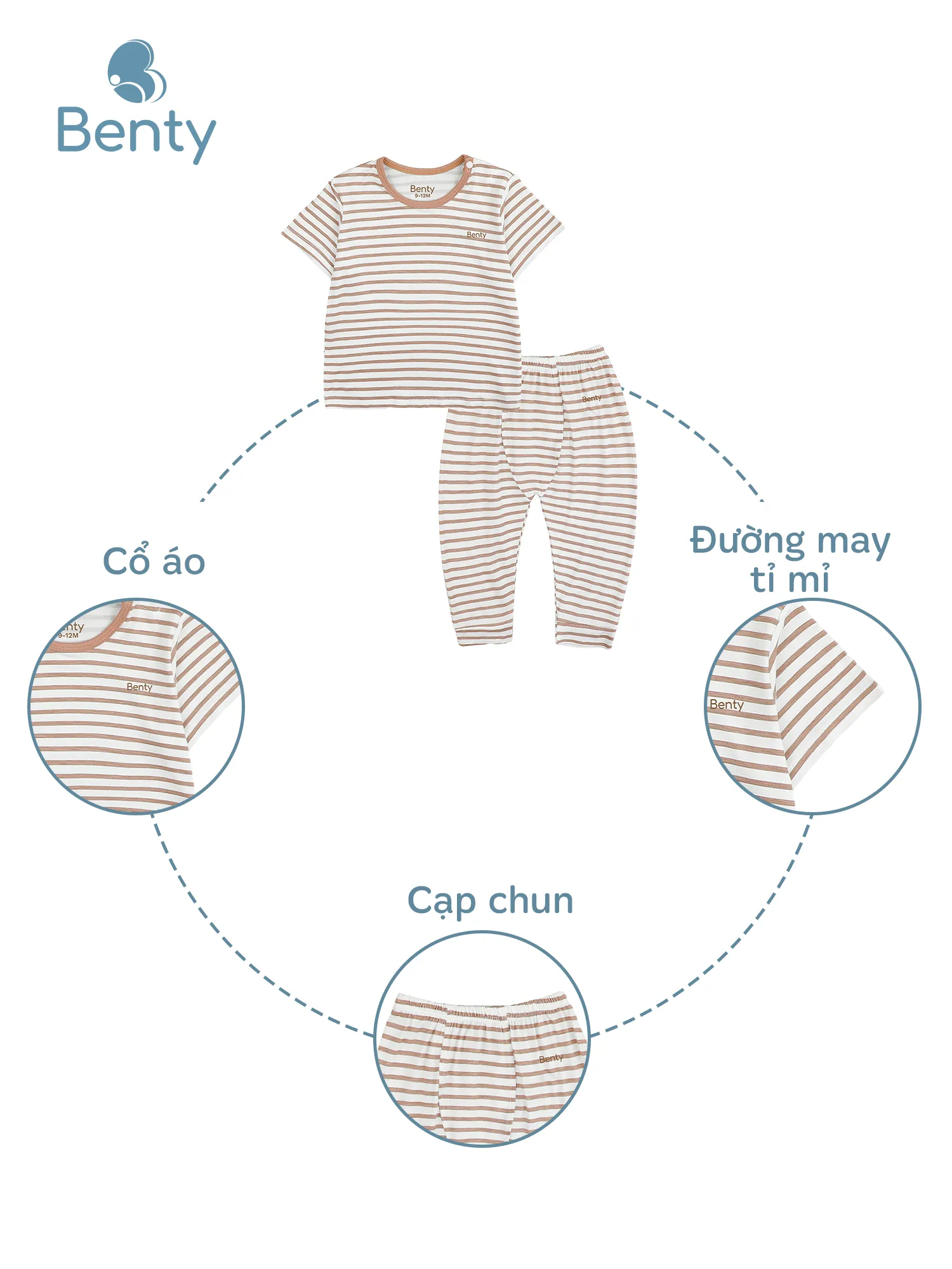 BENTY full striped short-sleeve top and long pants set