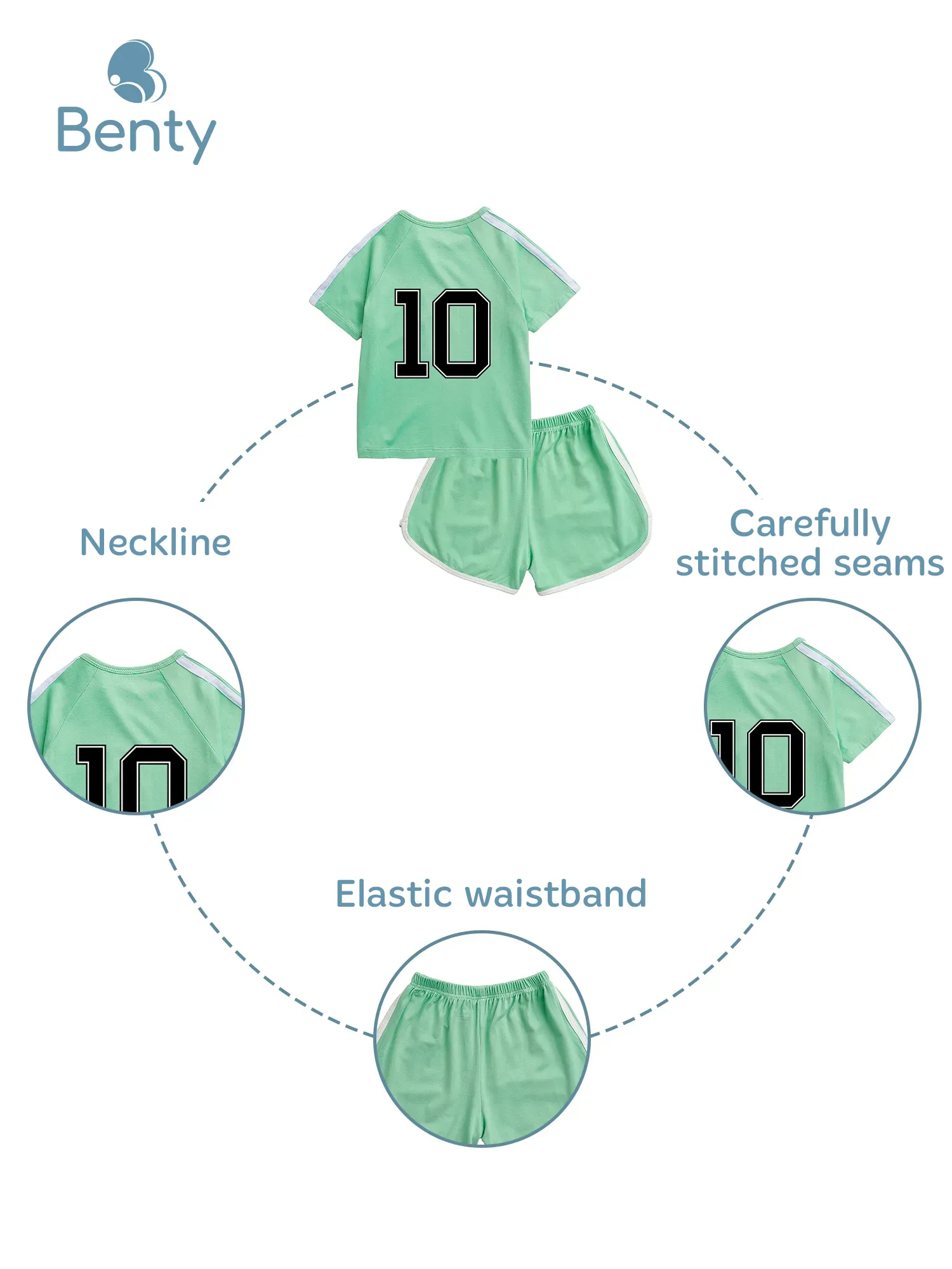 BENTY number 10 sporty button short sleeve set for kids