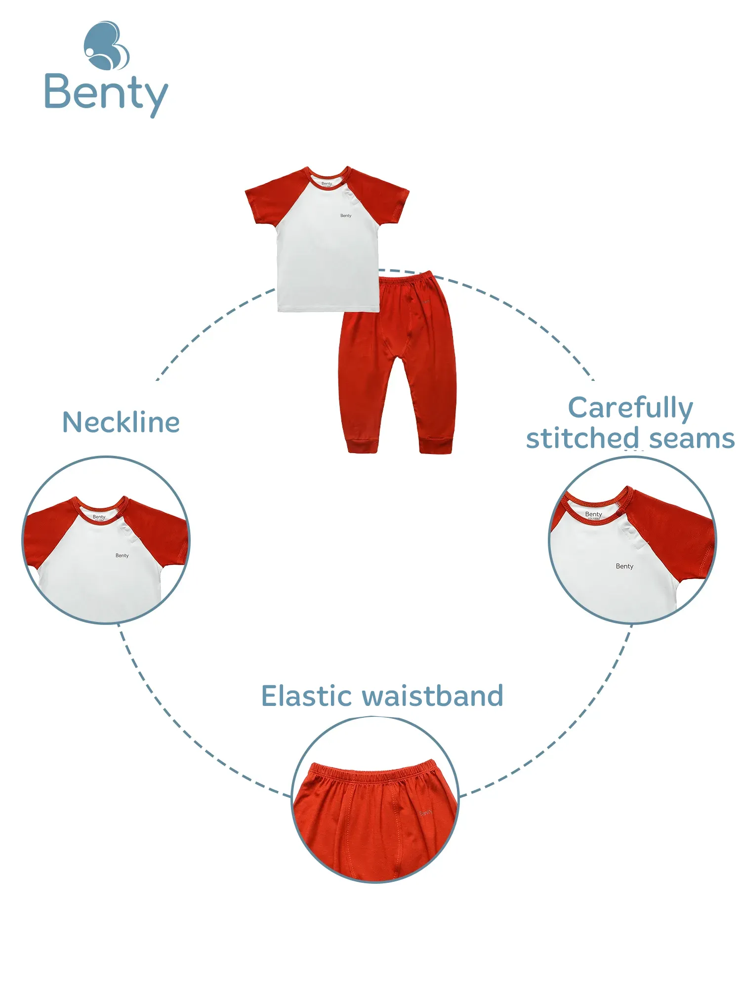 BENTY short sleeve top and long pants set cross button