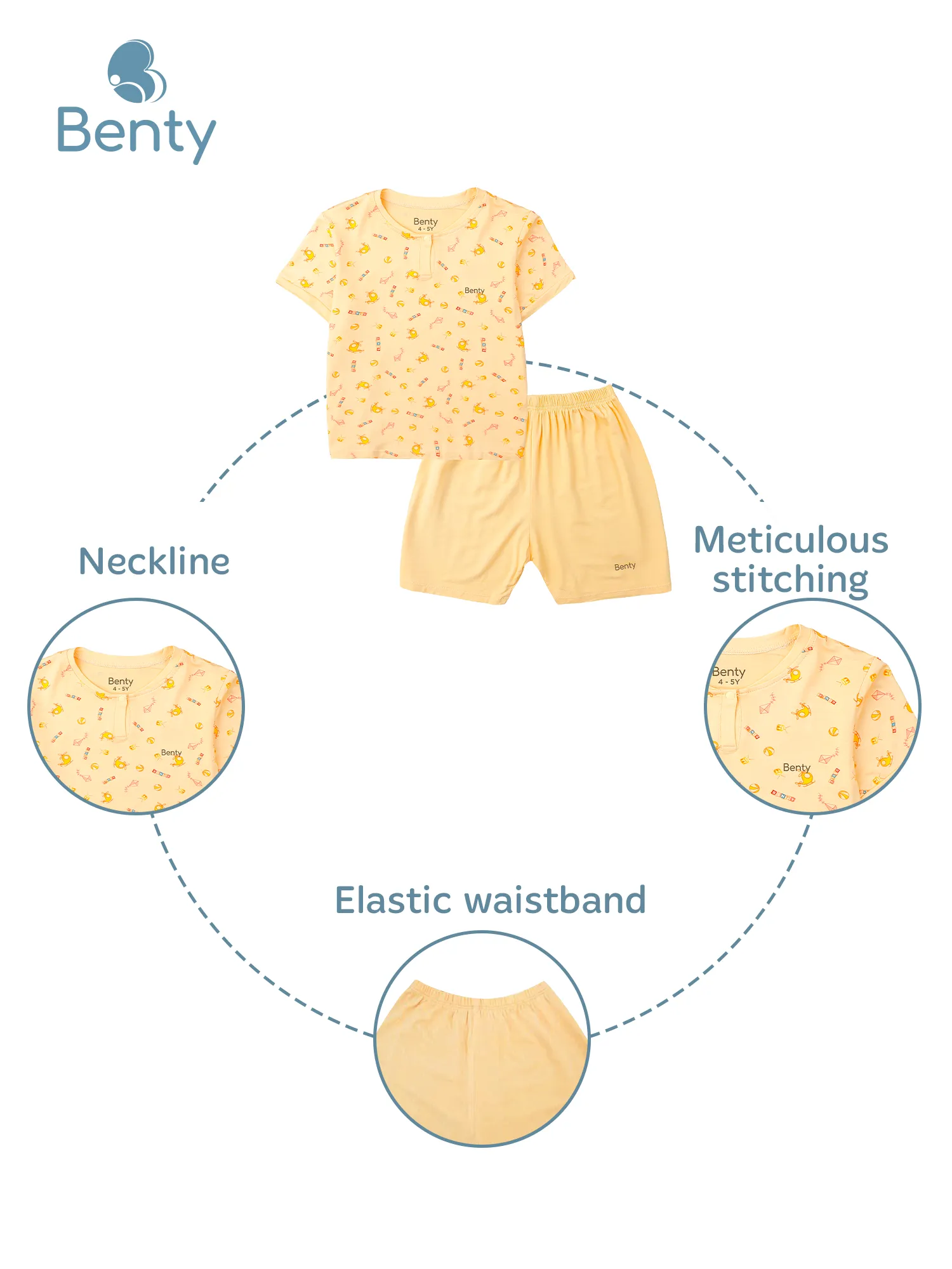 BENTY patterned polo style short sleeve set, elegant outfit for kids