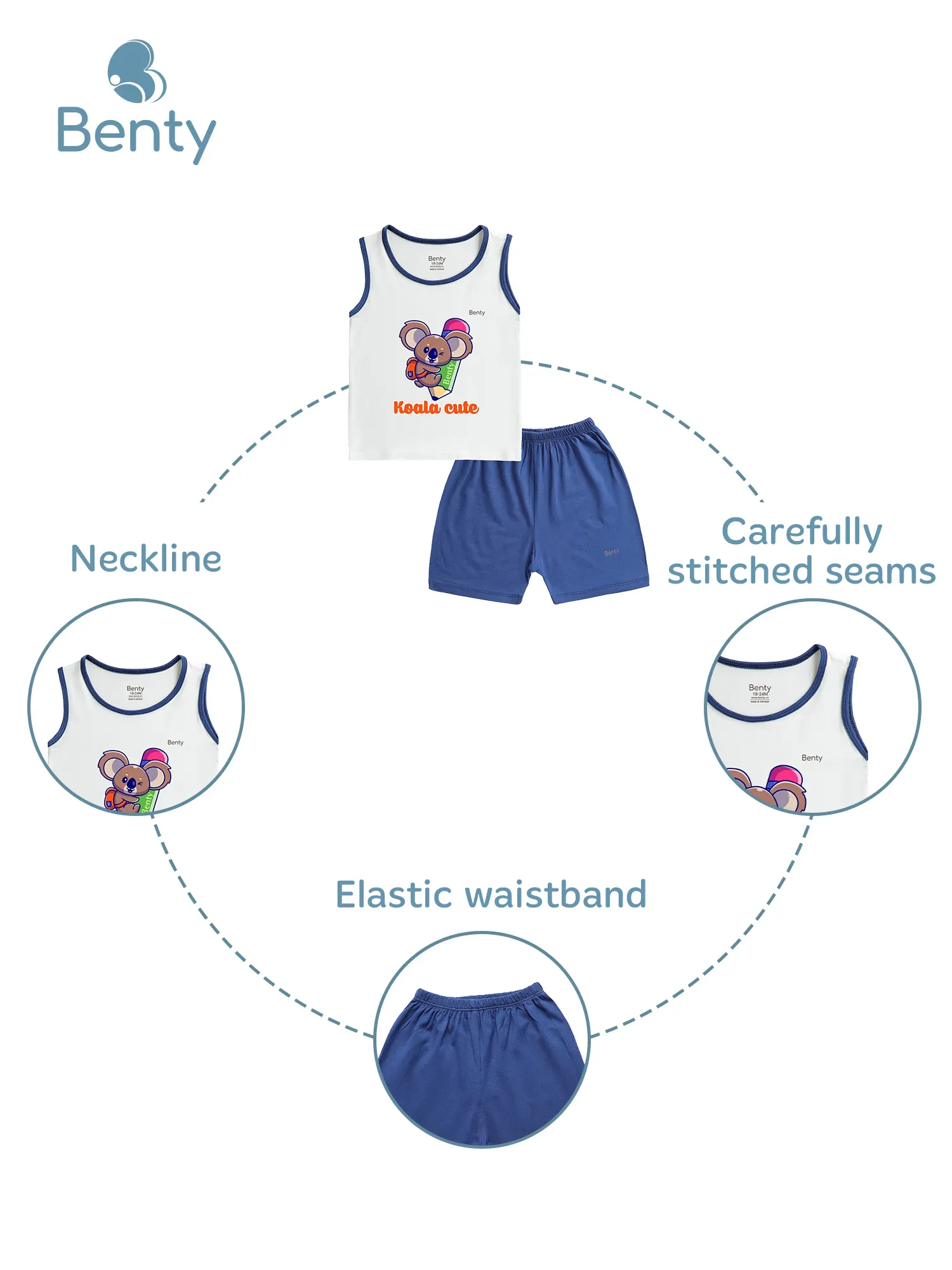 Benty BT100 printed Koala cute tank top with trim, soft and cool