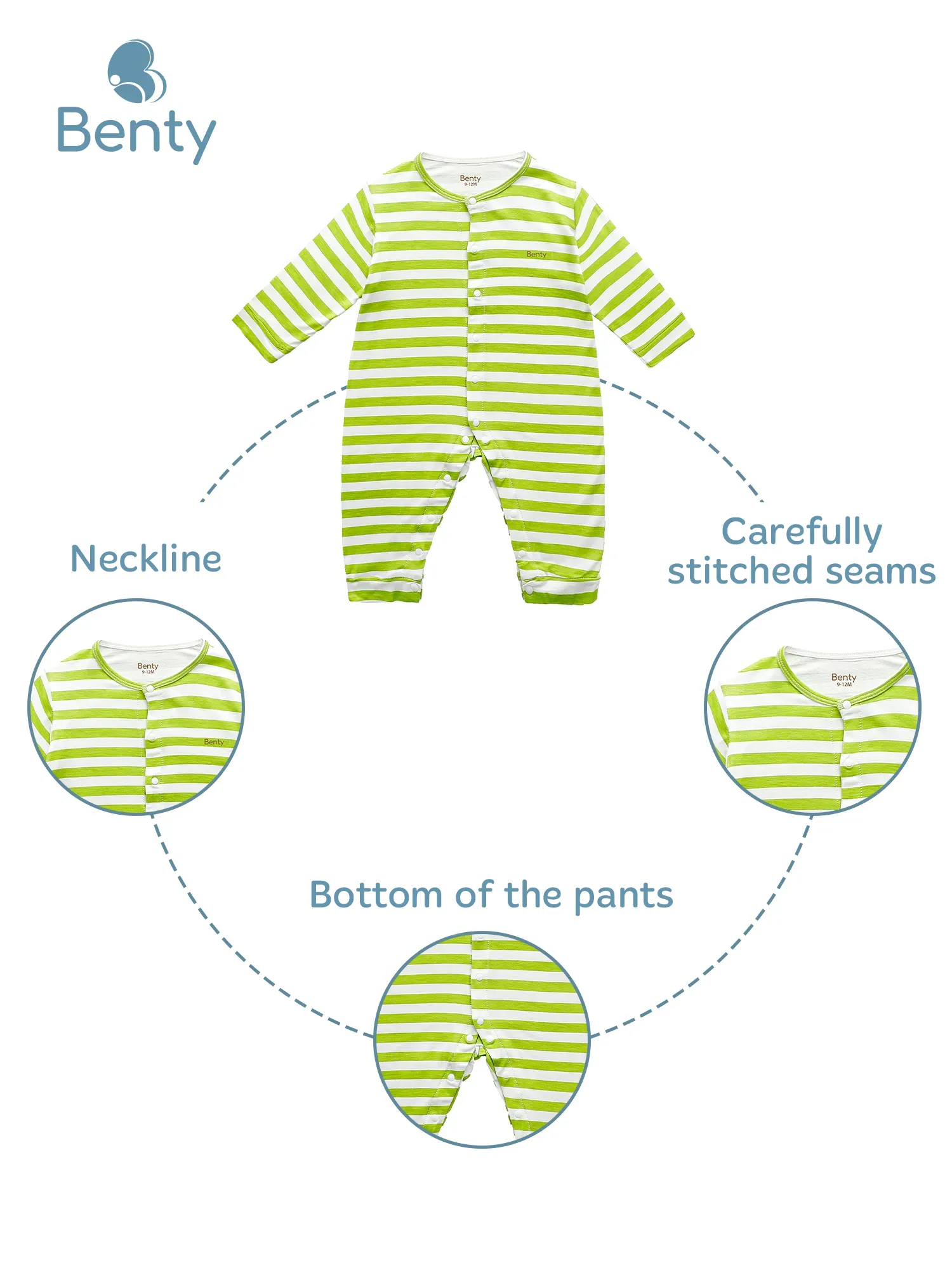 BENTY long-sleeved bodysuit with horizontal stripes for newborns