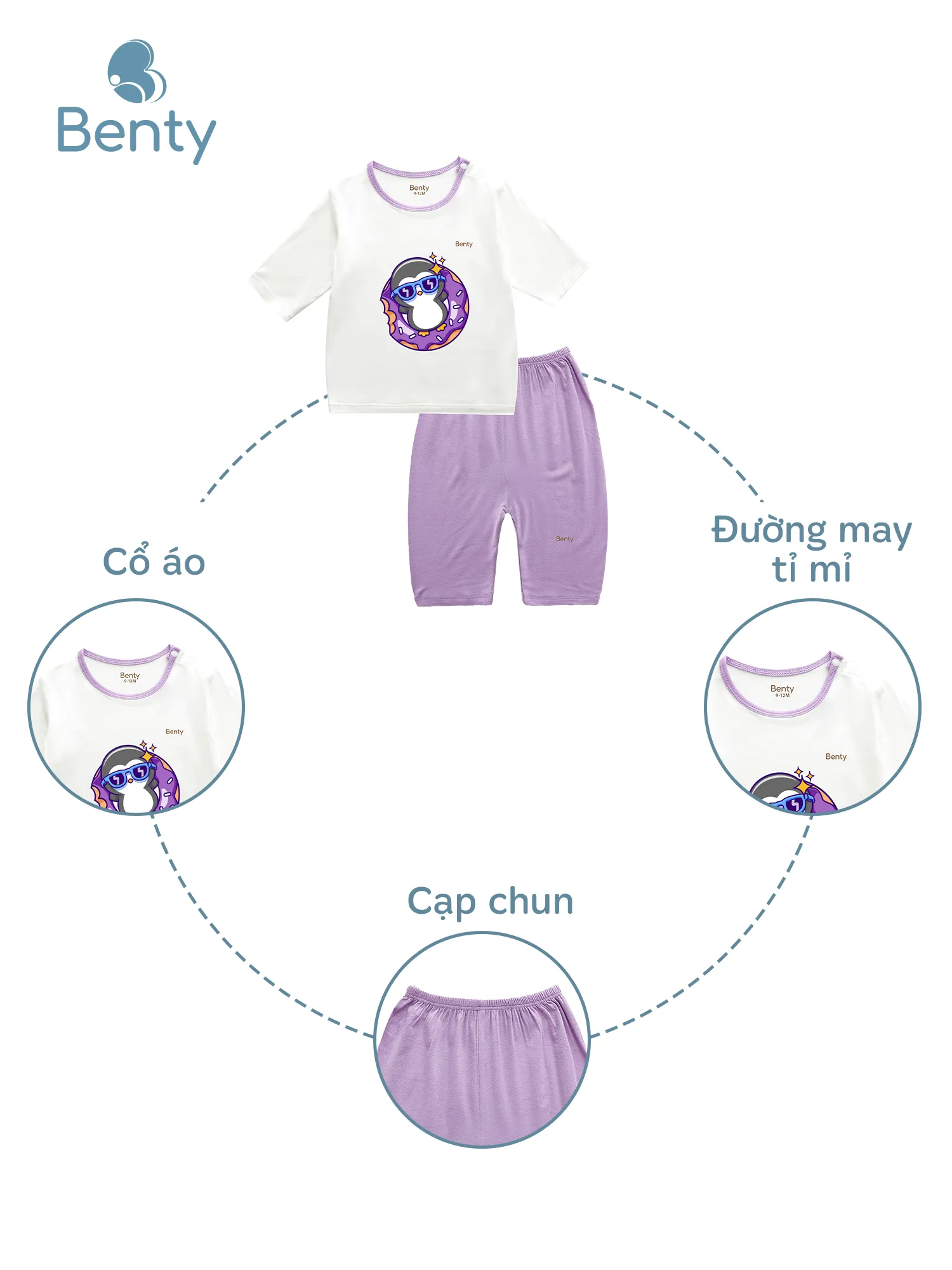 Bộ lửng phối viền in hình BENTY dễ thương chất vải mềm mịn