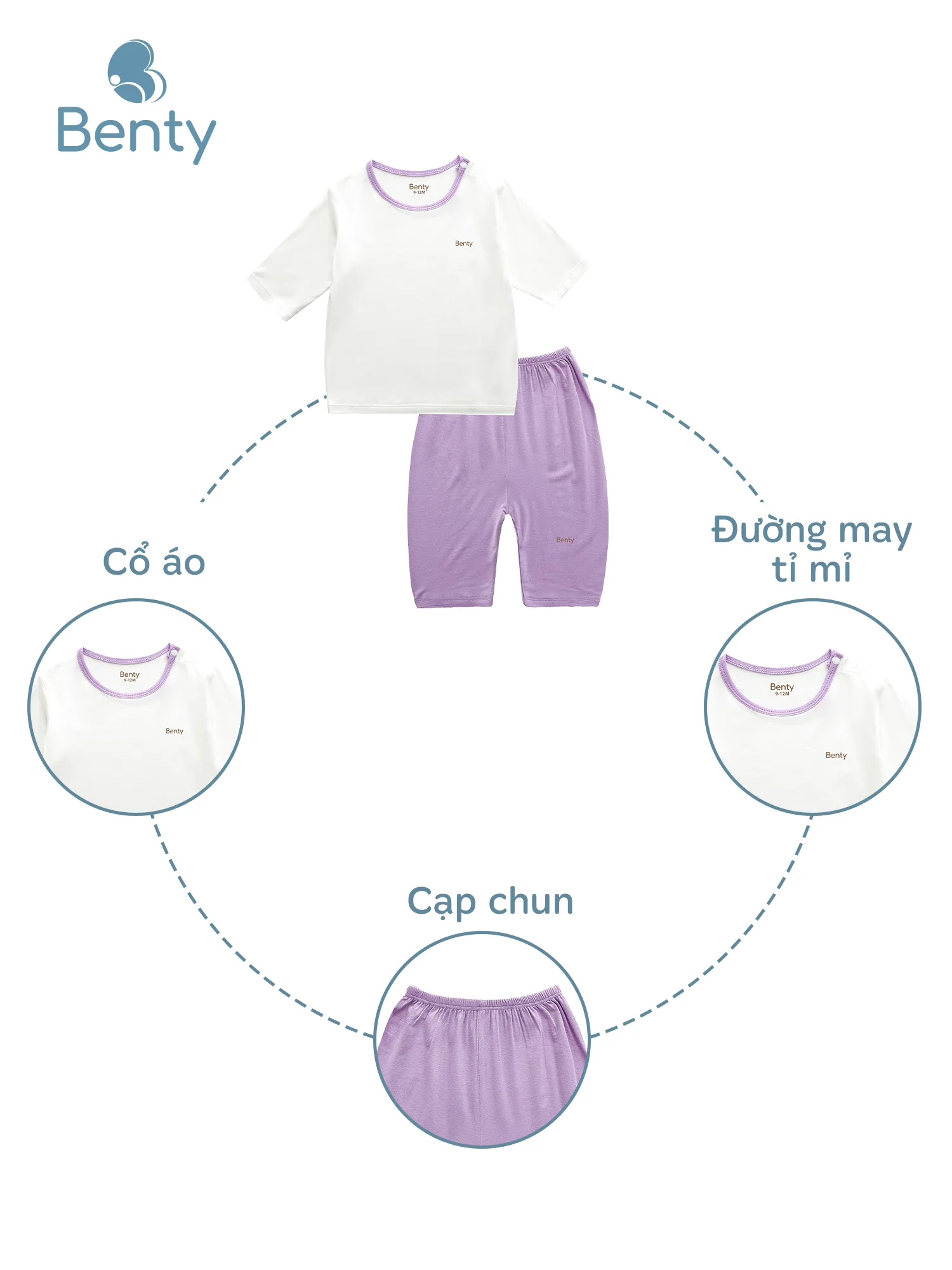 Bộ lửng phối viền trơn BENTY chất liệu an toàn cho làn da