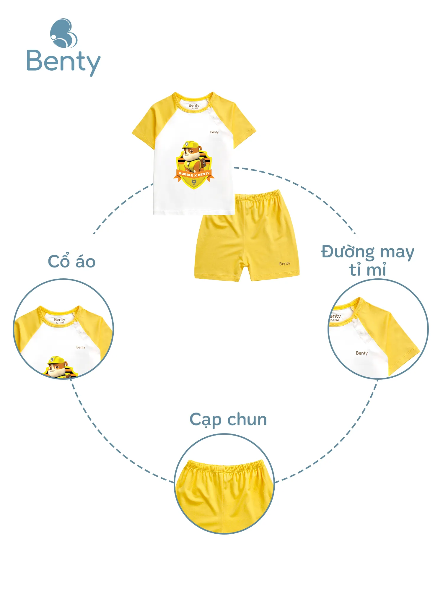 Bộ cộc tay cài chéo in Paw Patrol BENTY, đồ bộ cho bé