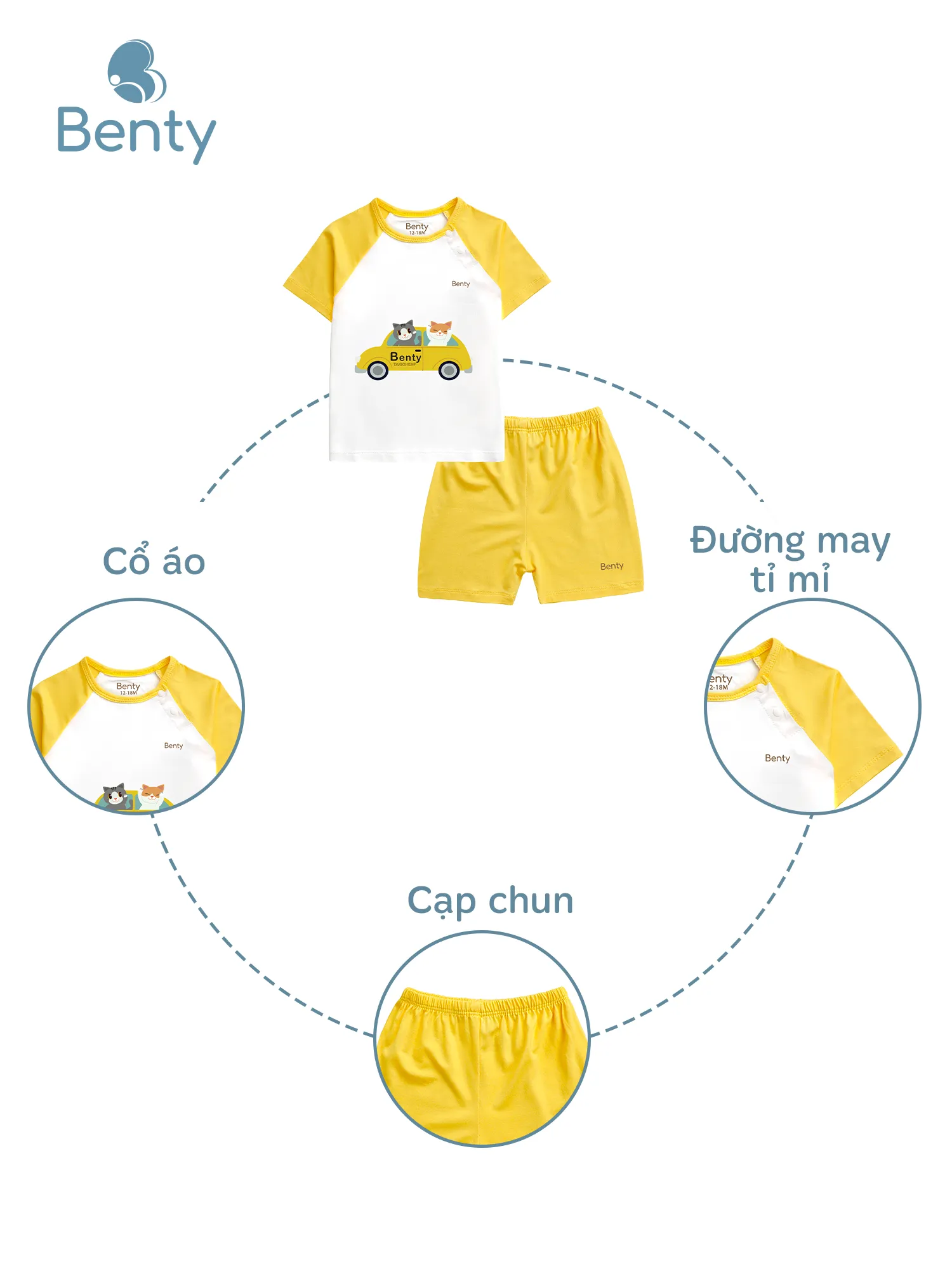 Bộ cộc tay cài chéo in xe BT019, chất vải mềm mịn