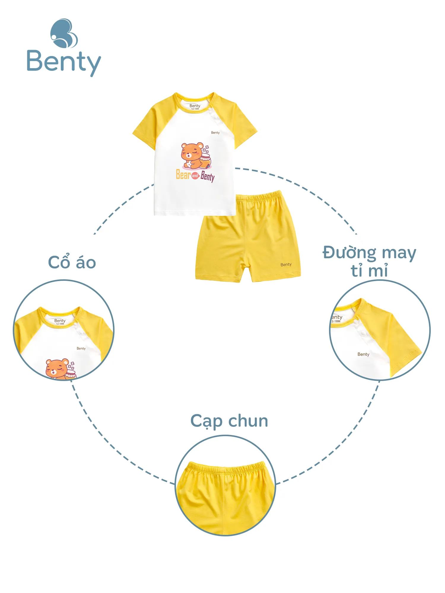 Bộ cộc tay cài chéo in Bear BT010 BENTY, đồ trẻ em cao cấp