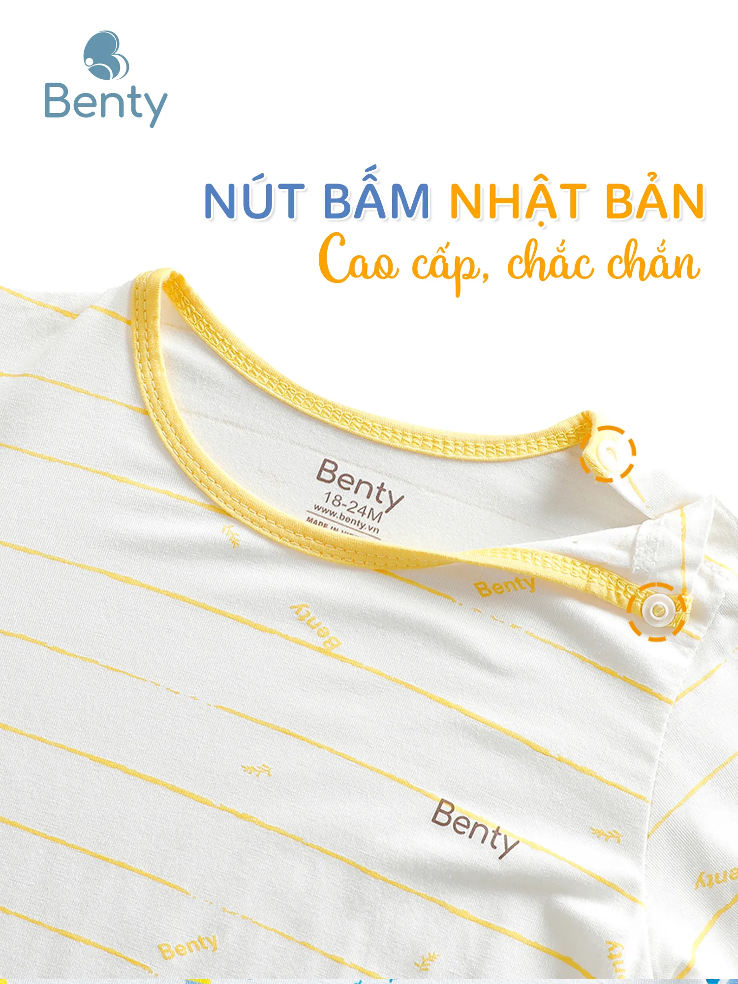 Dài cài vai sọc ngang BENTY sang trọng mềm mịn mát cho bé