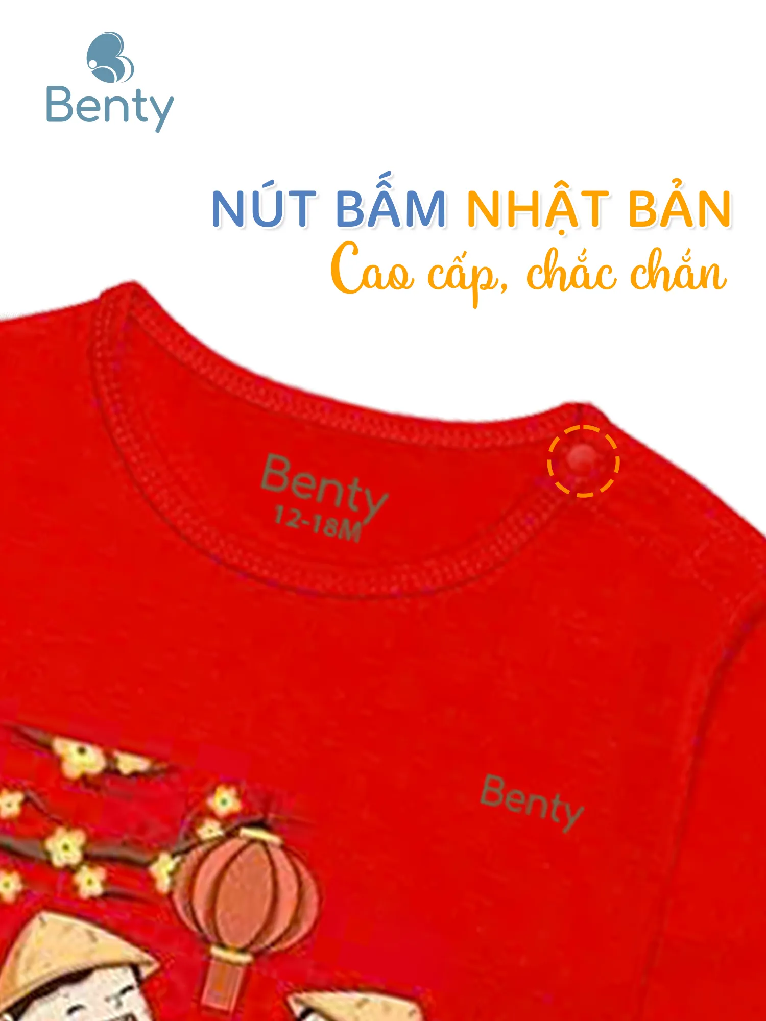 Dài tay cài vai BT066 Tết BENTY chất mềm mịn mát cho bé
