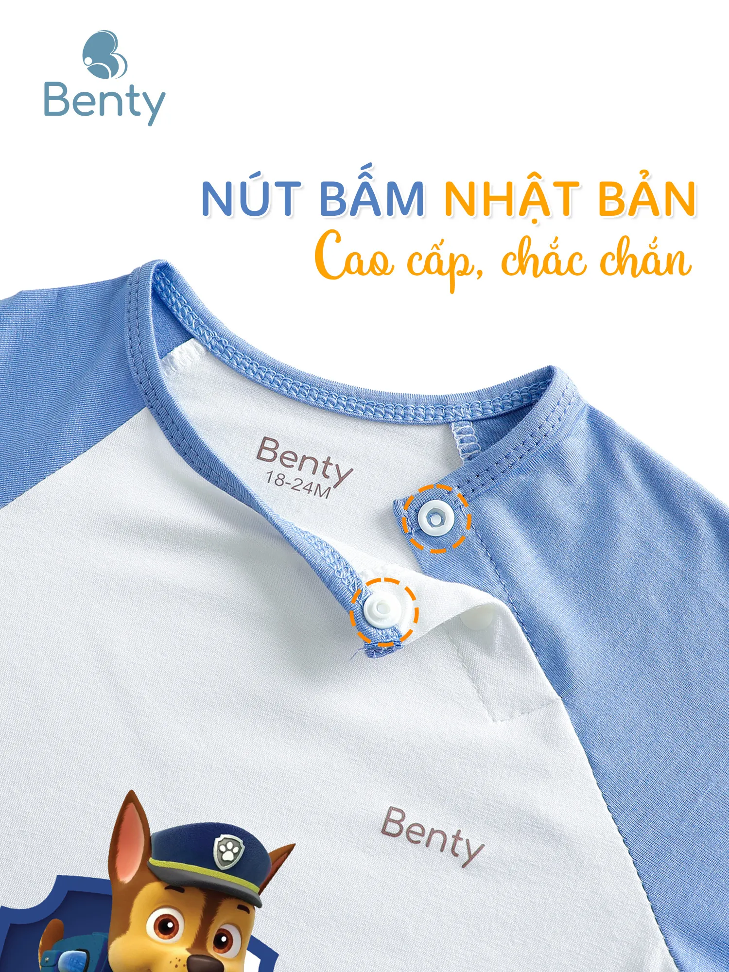 Dài tay cài chéo in hình Paw Patrol BENTY mềm mịn đáng yêu