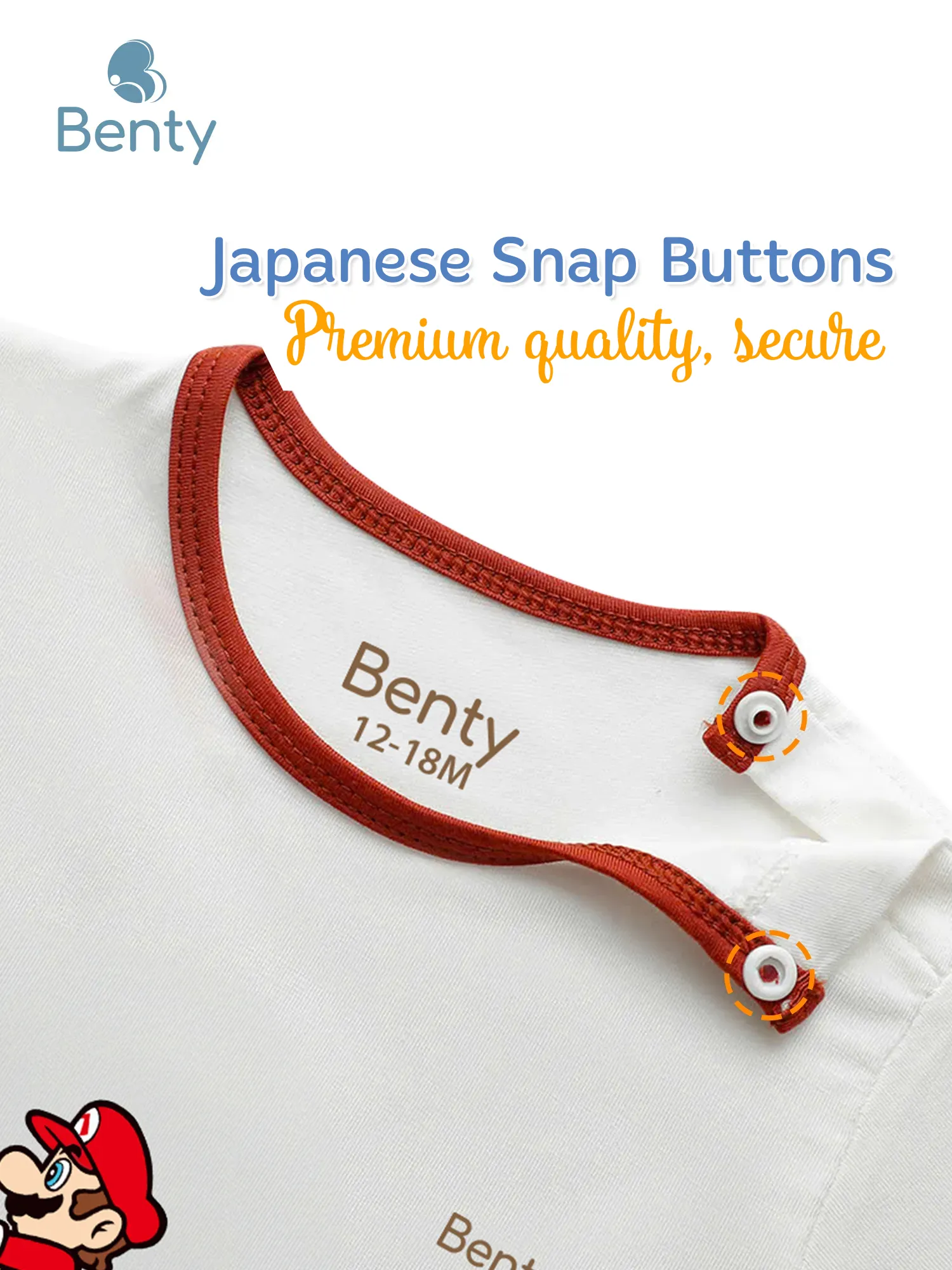 BENTY BT111 Mario print shoulder button set, soft and cool fabric