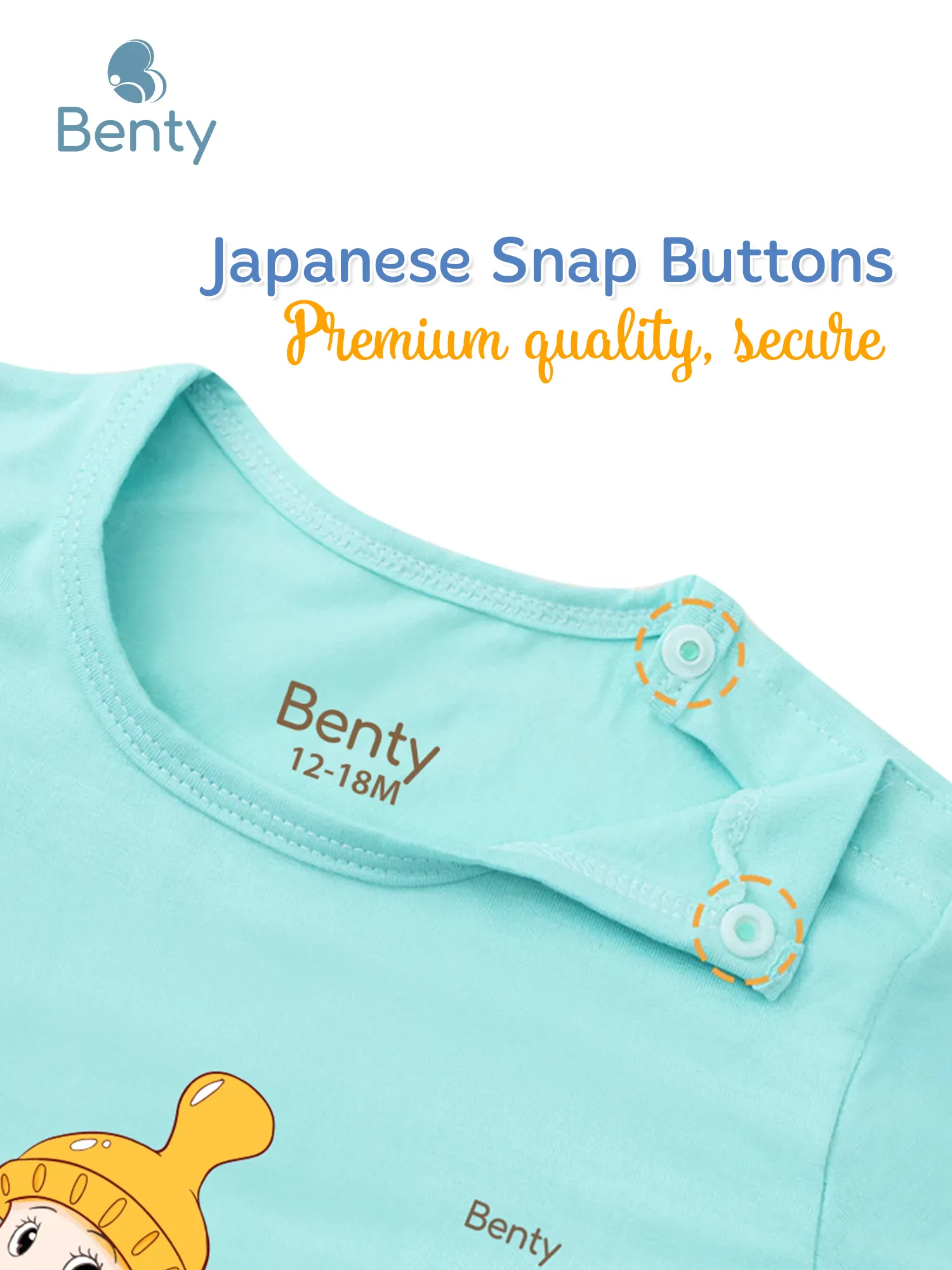 BENTY BT006 shoulder button short set, comfy for kids