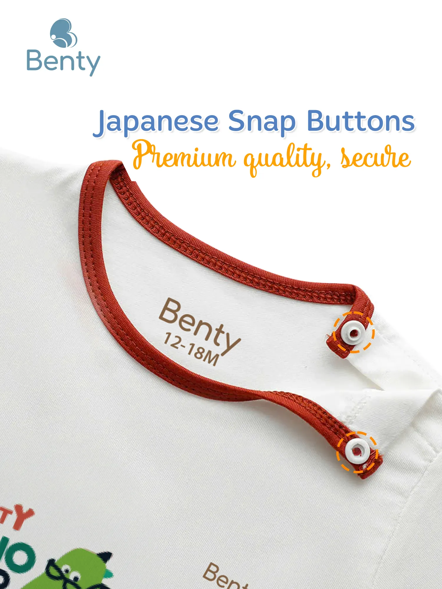 BENTY BT051 dinosaur print shoulder button set, soft and smooth fabric