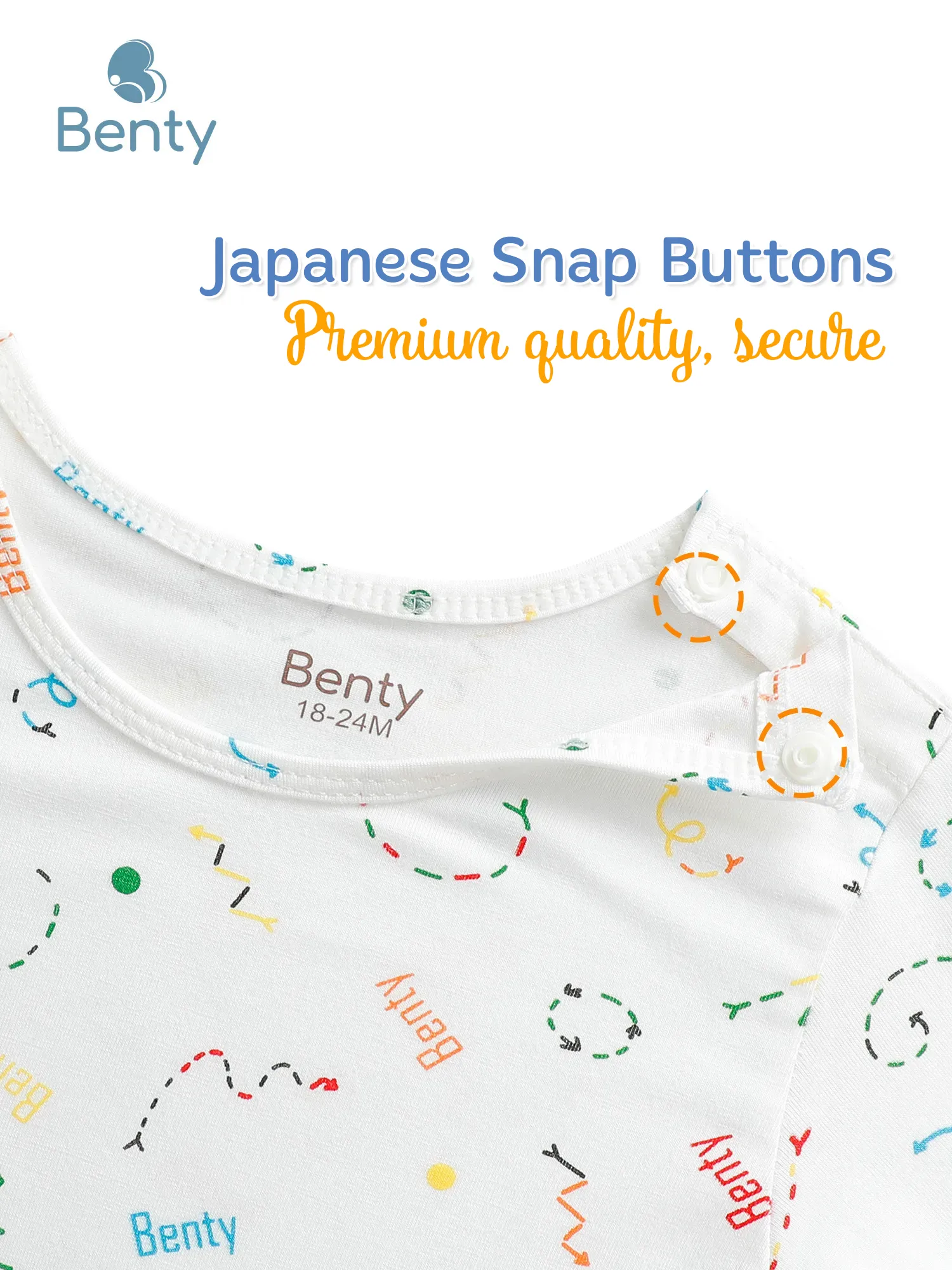 BENTY soft long-sleeve shoulder-button set with full print