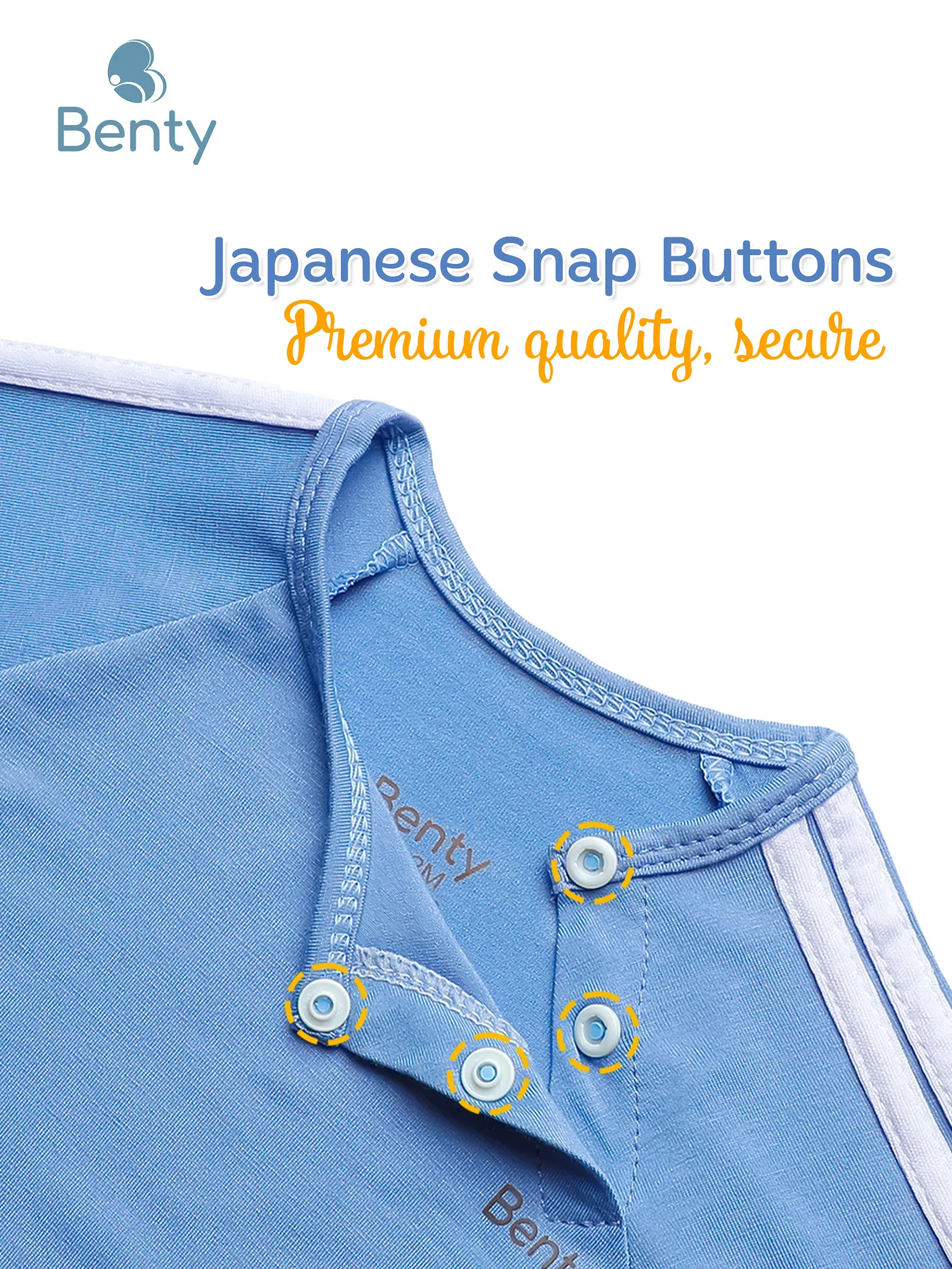 BENTY Plain Sporty Baby Long-Sleeve Cross-Snap Set