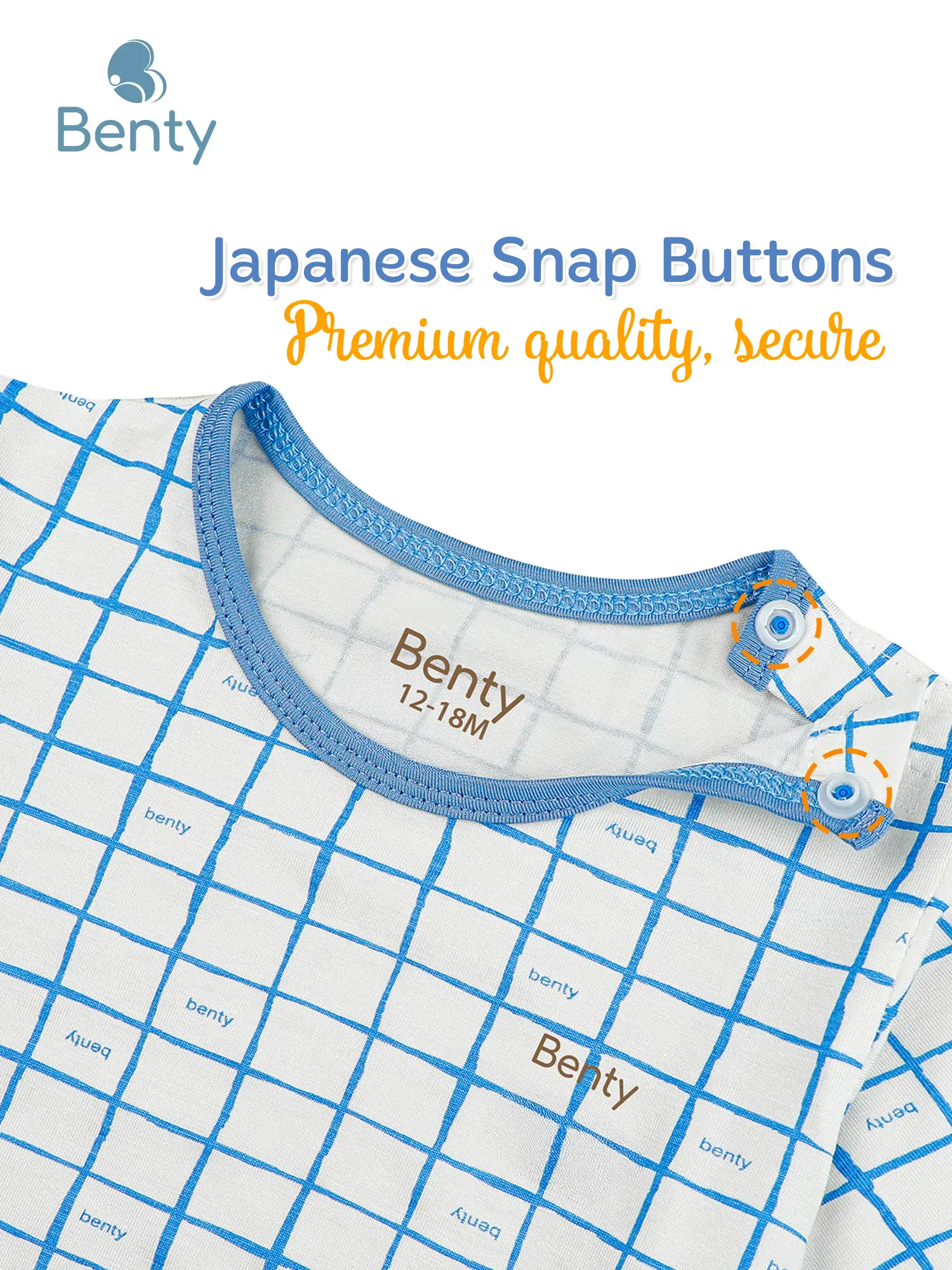 BENTY short sleeve shoulder button plaid set breathable