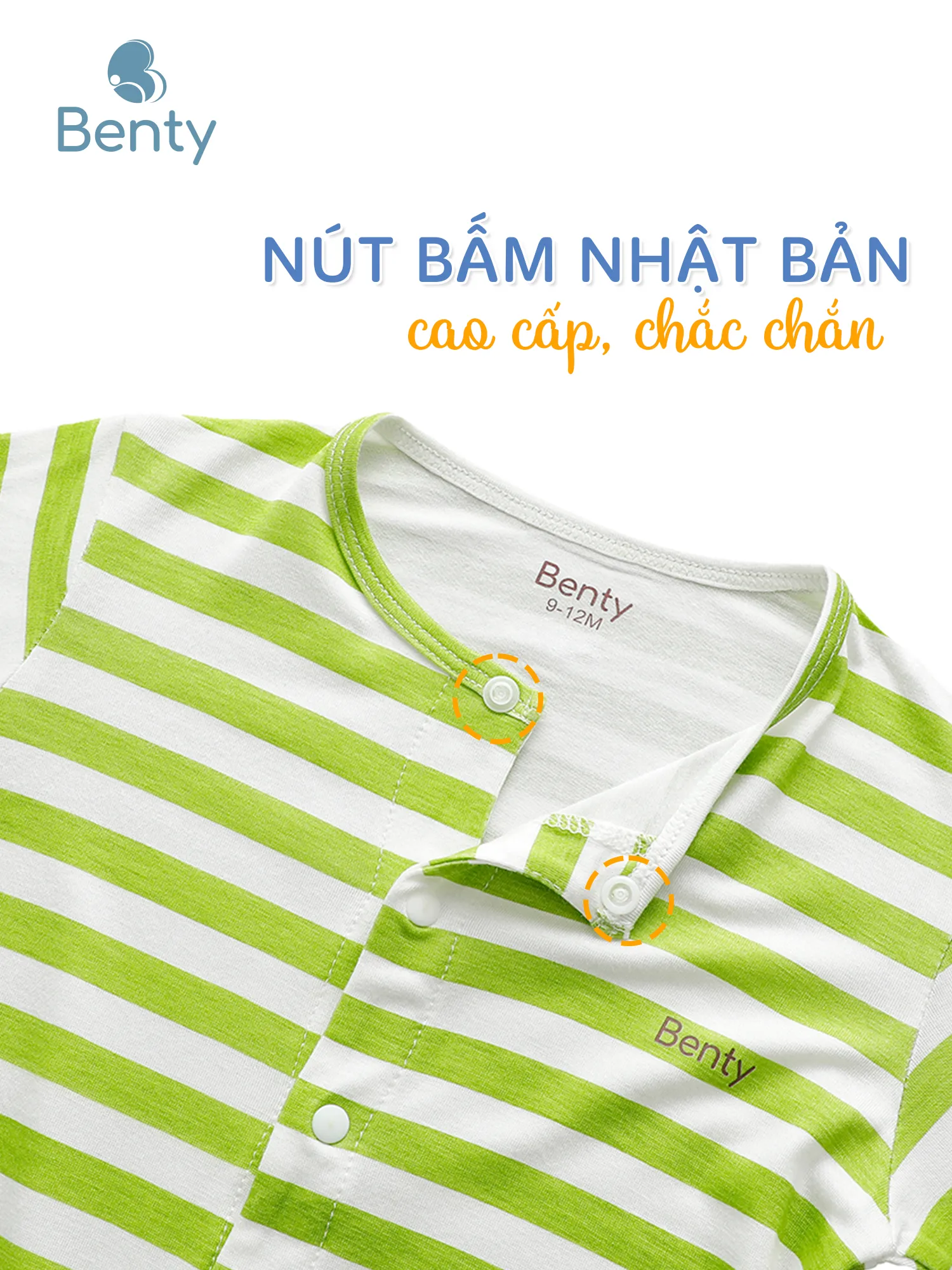 Body dài tay họa tiết sọc ngang BENTY thoáng mát cho bé sơ sinh