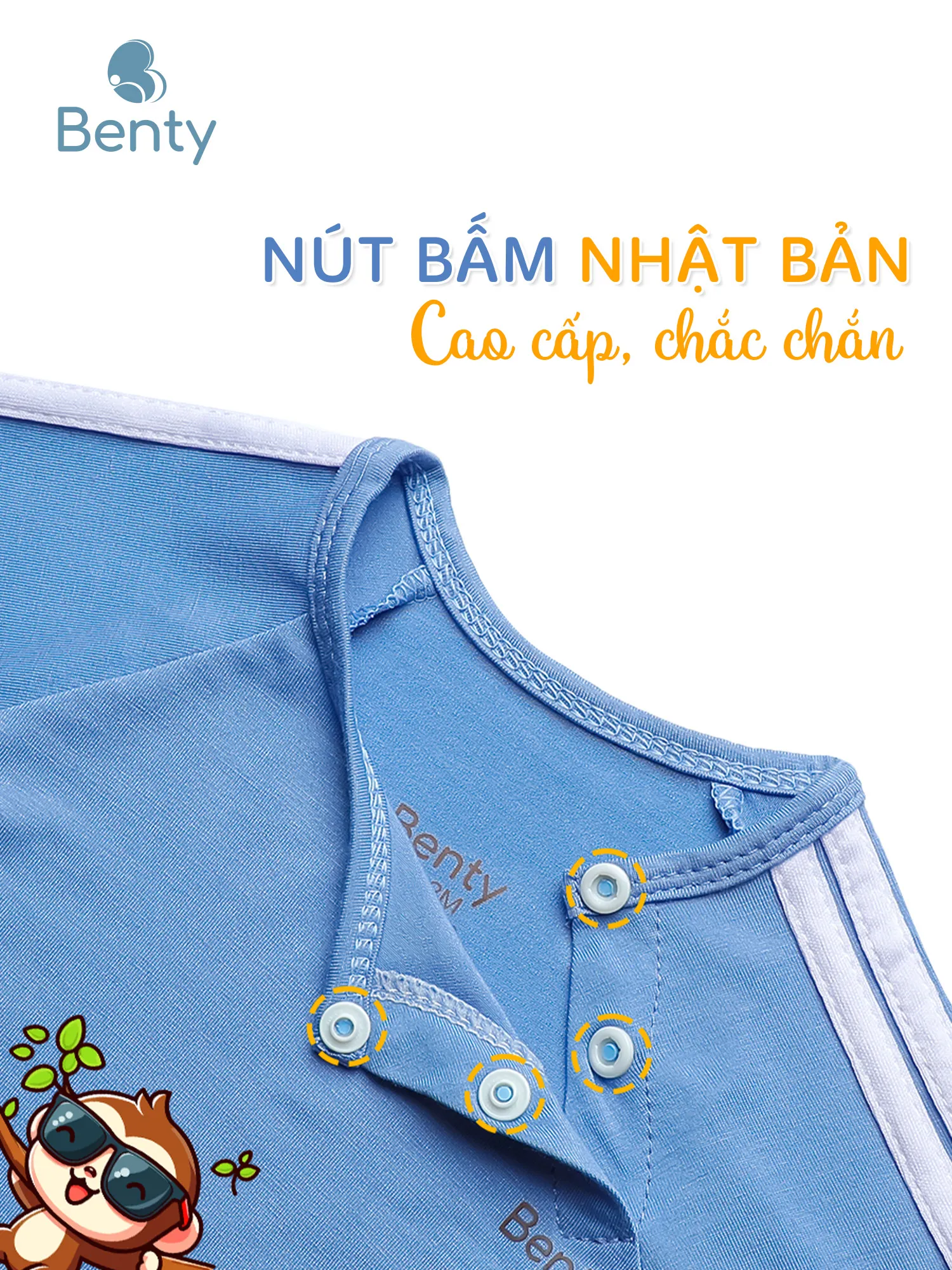 Dài tay cài chéo thể thao BT095 BENTY mát mềm cao cấp cho bé