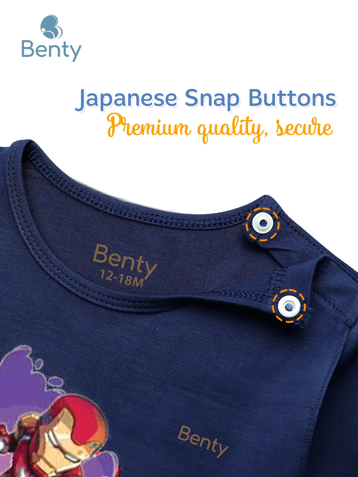 BENTY BT050 Soft Long-Sleeve Shoulder-Snap Set Kid