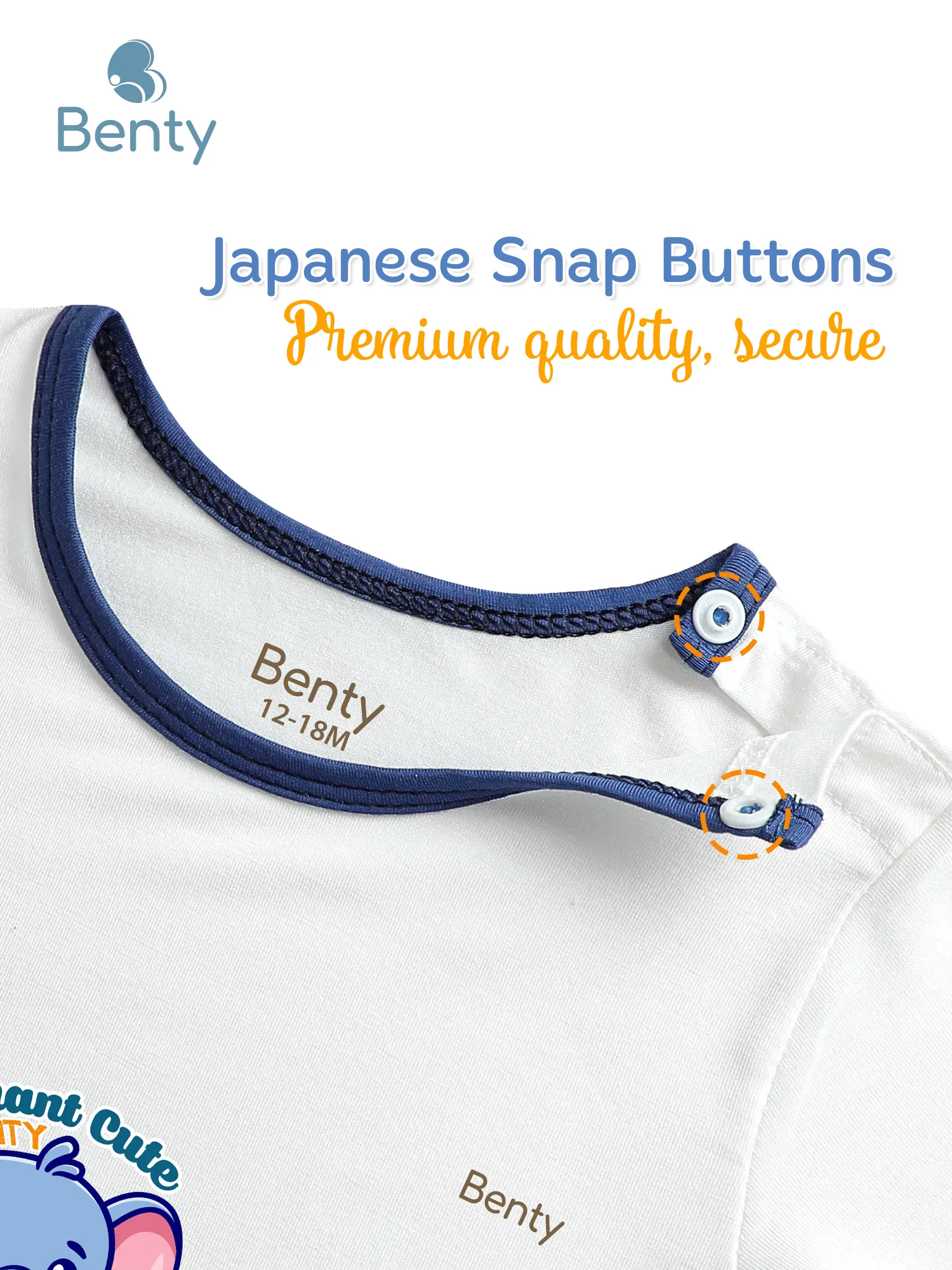 BENTY BT077 Long-Sleeve Shoulder-Snap Set with Trim