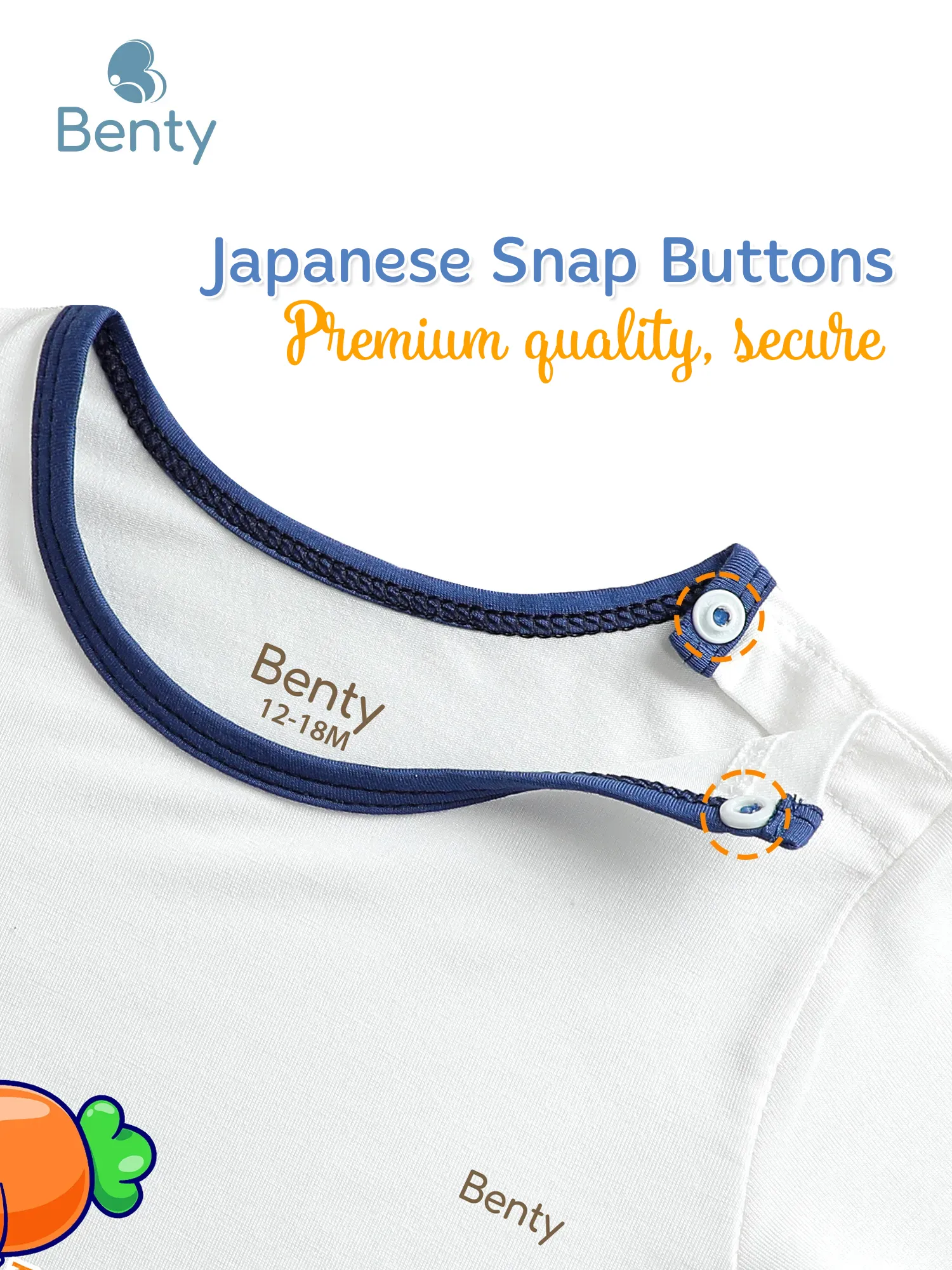 BENTY BT075 Long-Sleeve Shoulder-Snap Set with Trim