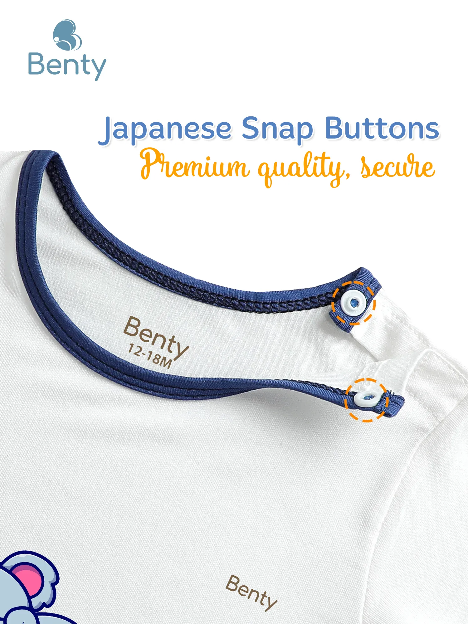 BENTY BT074 Long-Sleeve Shoulder-Snap Set with Trim