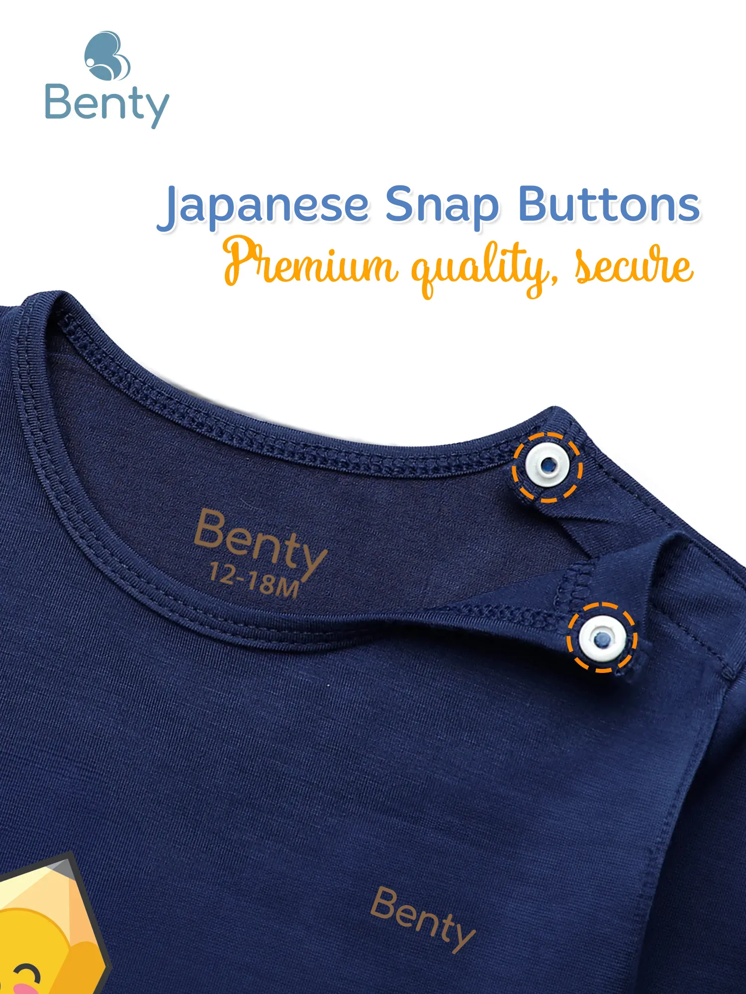 BENTY BT030 Baby Long-Sleeve Shoulder-Snap Set