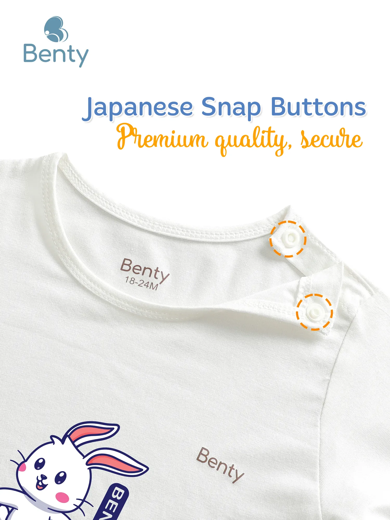 BENTY BT013 Premium Baby Long-Sleeve Shoulder-Snap Set