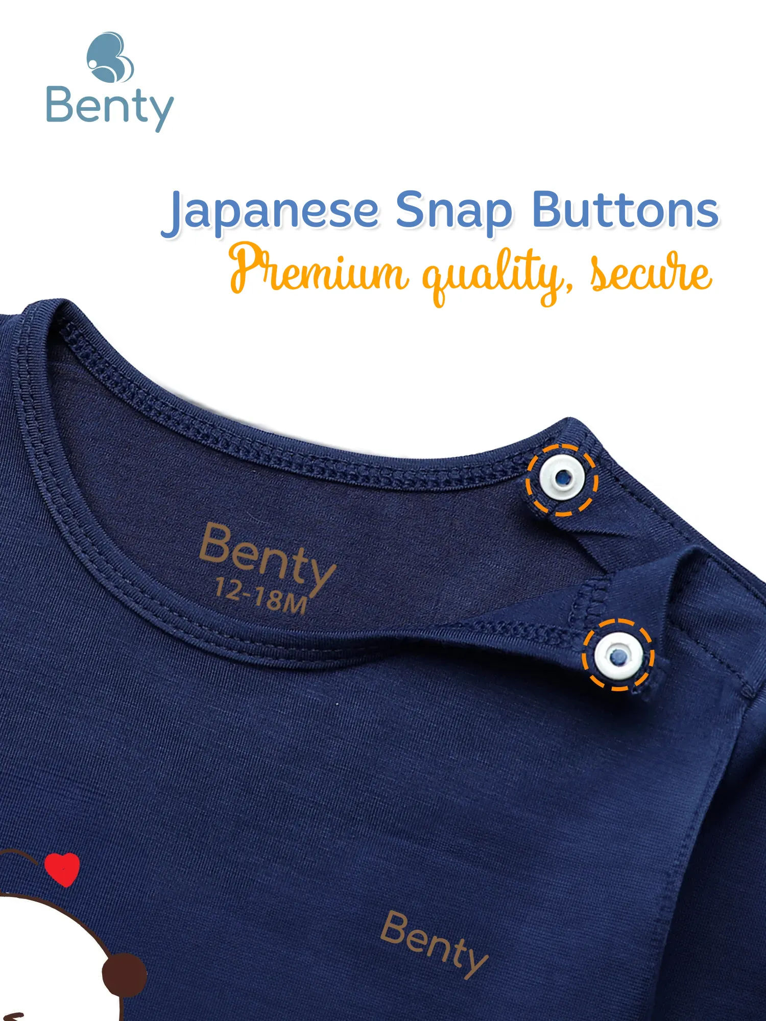 BENTY BT008 Adorable Baby Long-Sleeve Shoulder-Snap Set