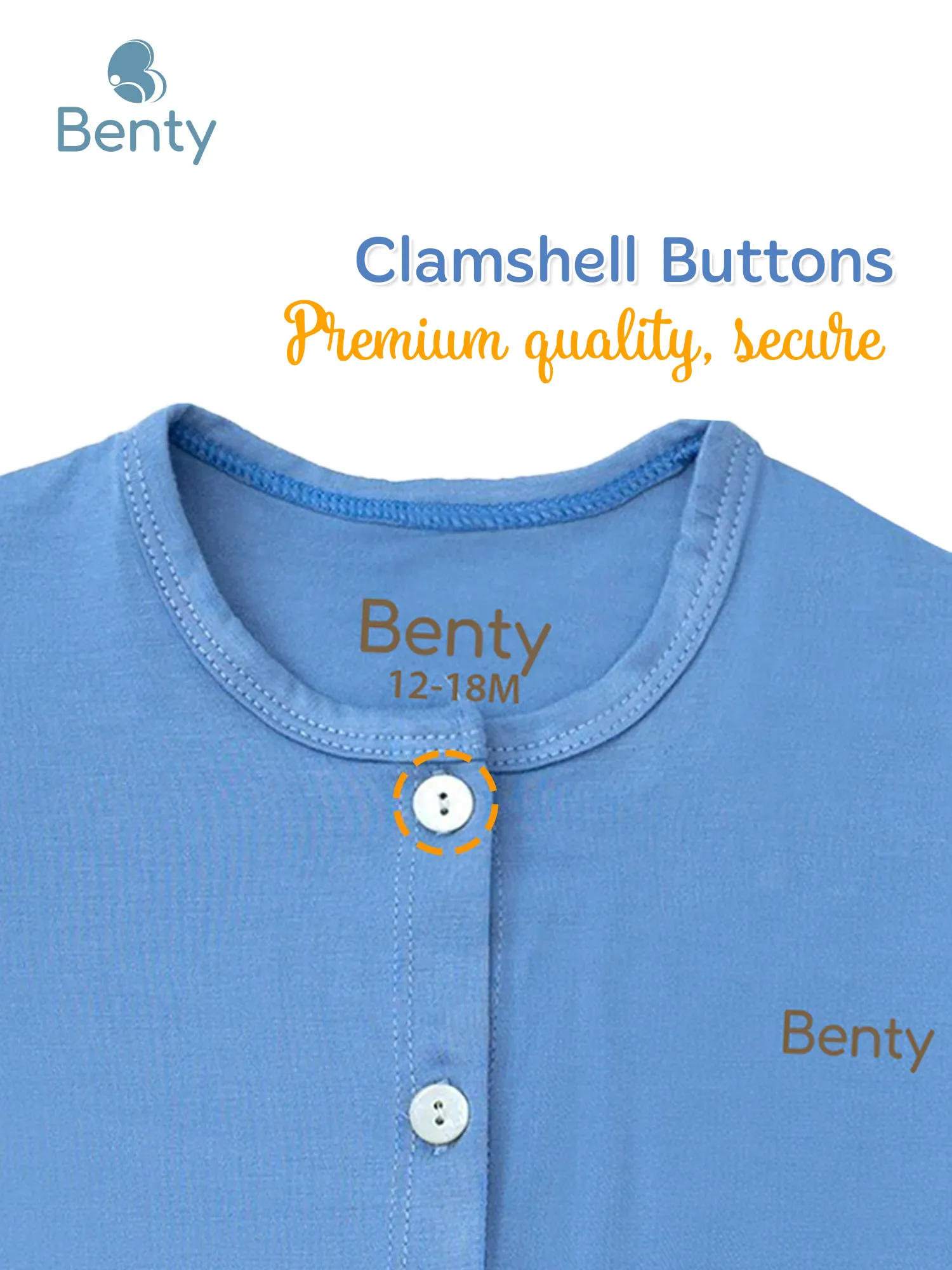 BENTY plain short sleeve straight button set soft